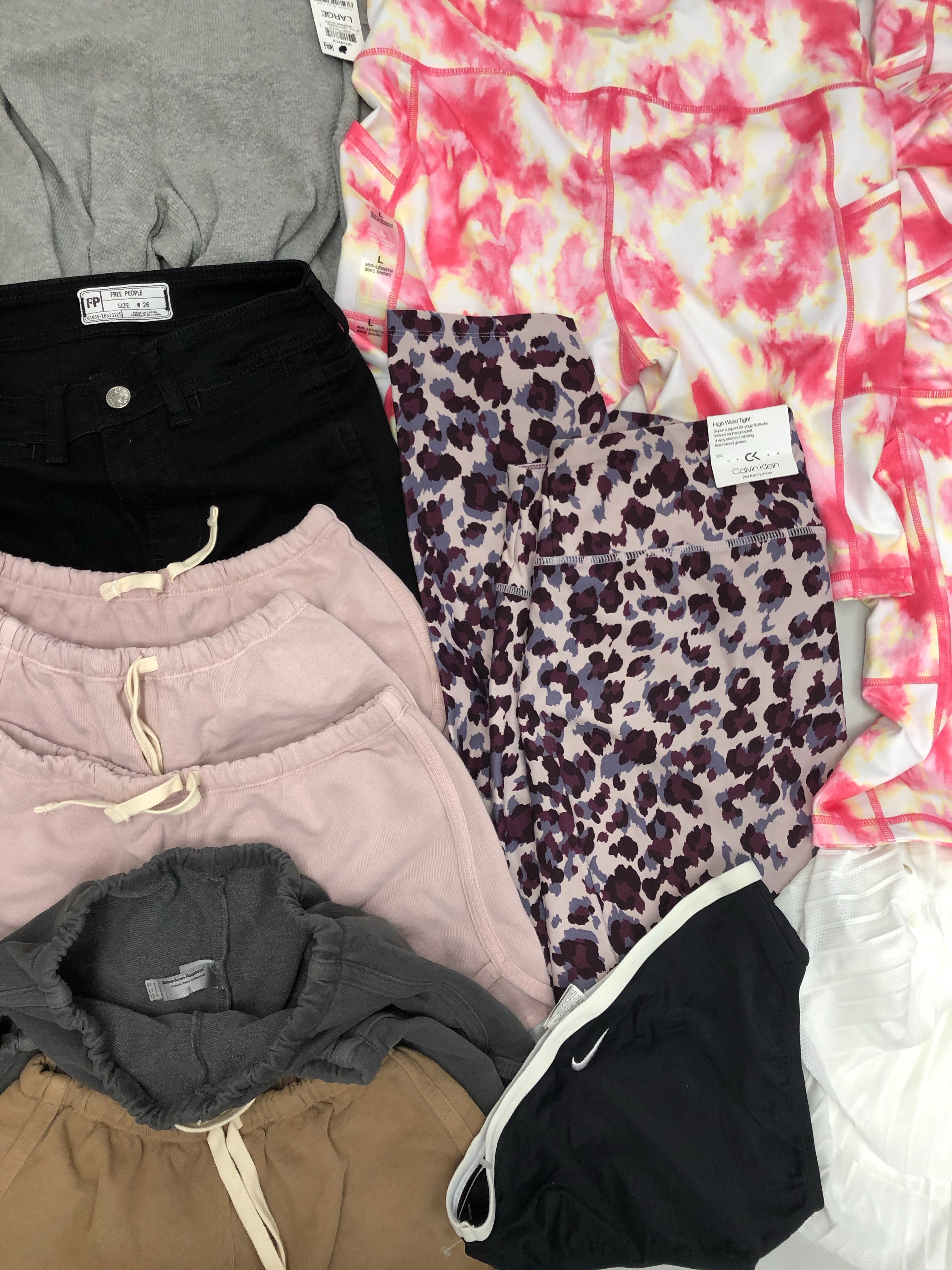 Women's Clothing ASSORTED Wholesale Lot, CALVIN KLEIN, NIKE, FREE PEOPLE, AMERICAN APPAREL and more, 16 items, Shelf Pulls, MSRP $564