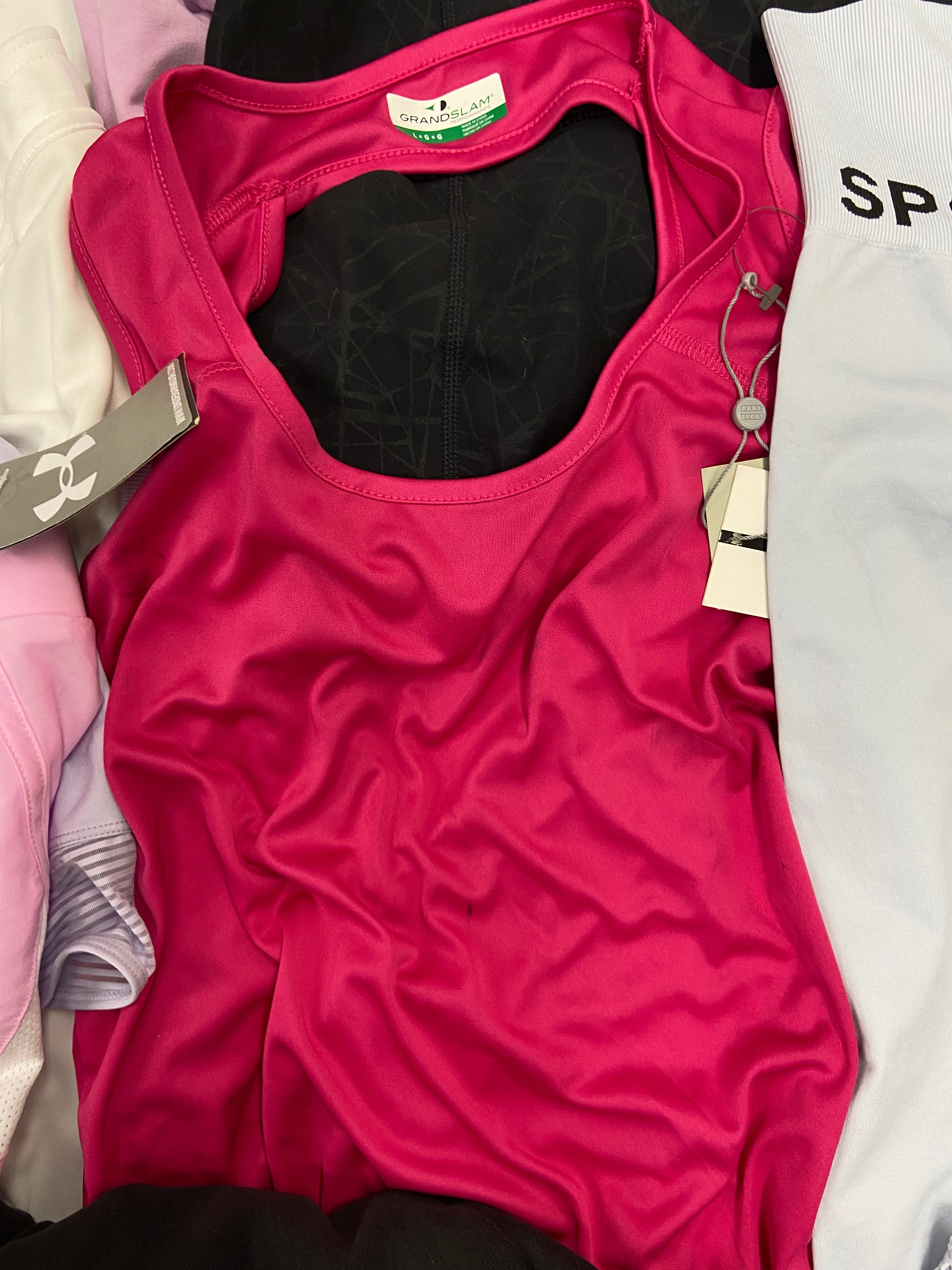 Women's Clothing Activewear Wholesale Lot, ADIDAS, CALVIN KLEIN, UNDER ARMOUR, DKNY, SPYDER, IDEOLOGY, DANSKIN and more, 17 items, CUSTOMER RETURNS