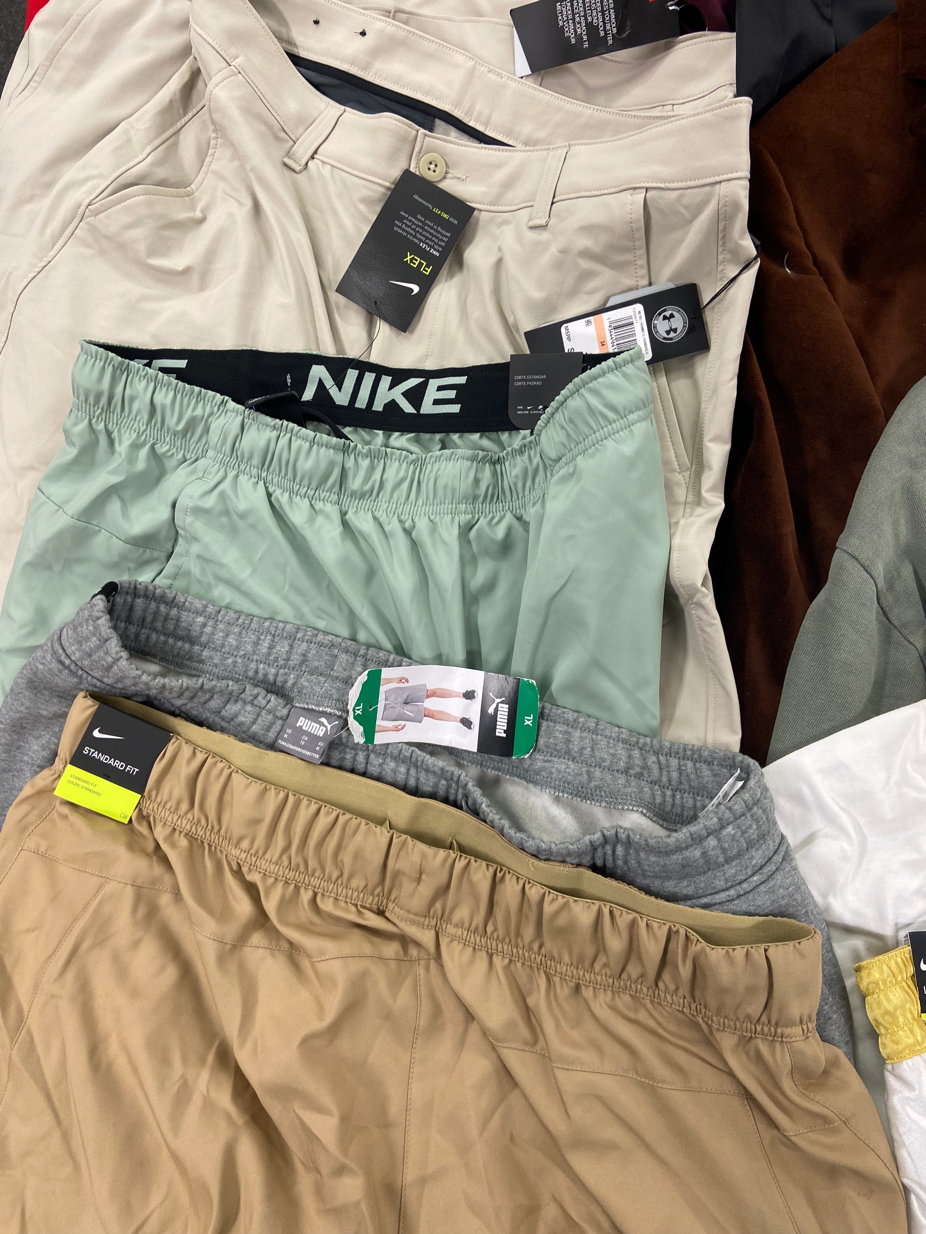 Men's Clothing Shorts & Others, Wholesale Lot, UNDER ARMOUR, PUMA, NIKE, ADIDAS, KENZO, CHAMPION and more, 15 items, Shelf Pulls, MSRP $1,085
