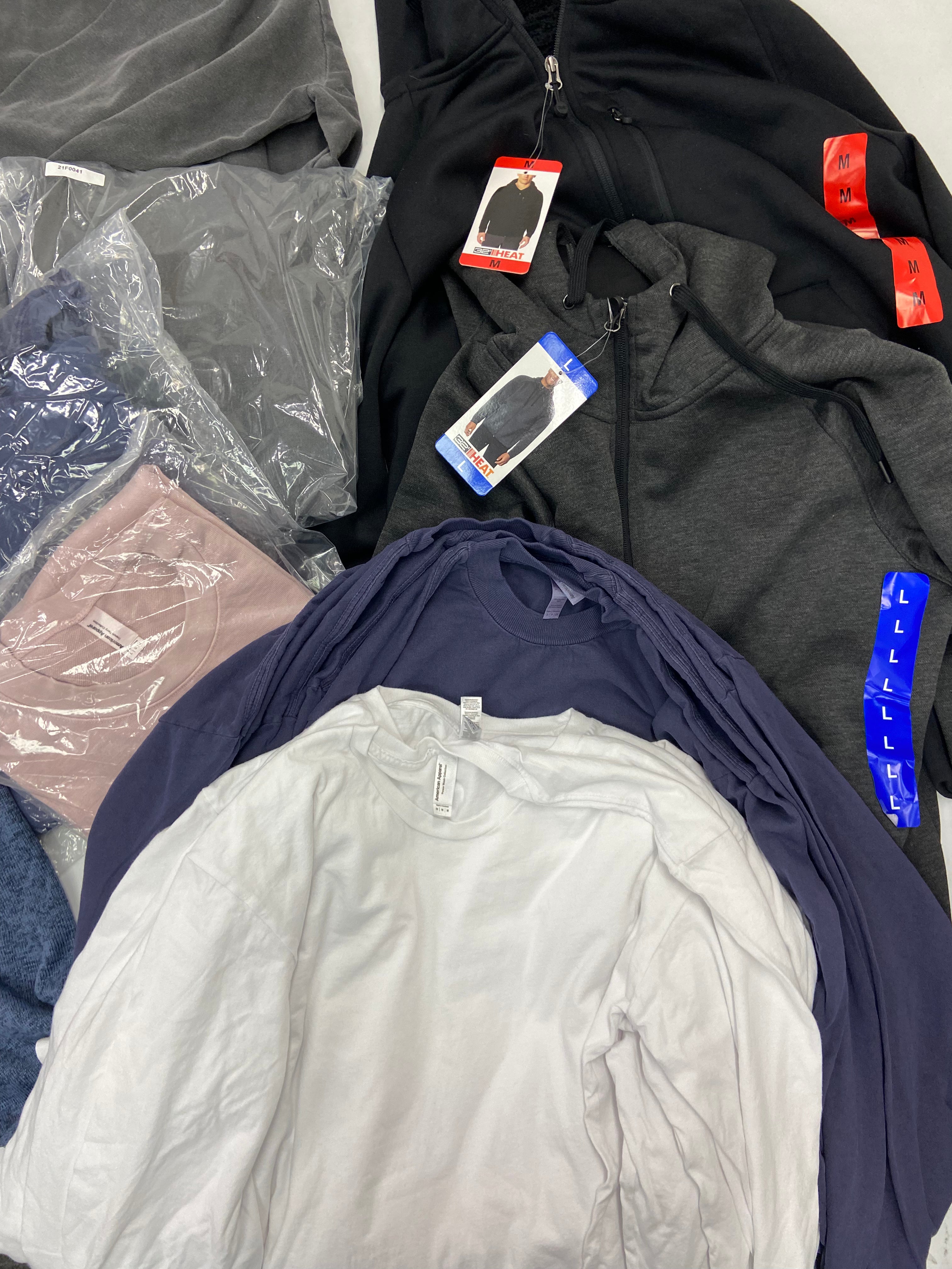 Men's Clothing Tops Wholesale Lot, HURLEY, 32 DEGREES, AMERICAN APPAREL, 18 items, Shelf Pulls, MSRP $709
