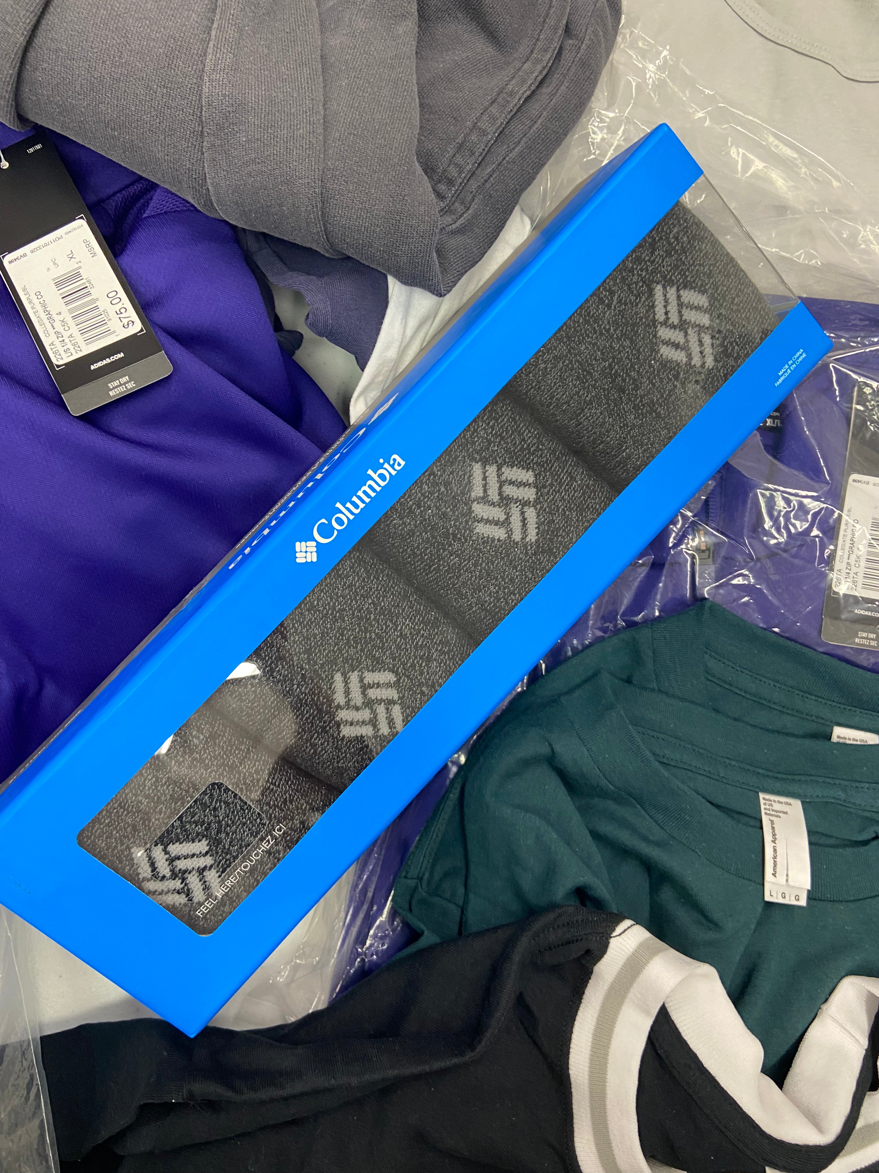 Men's Clothing T-Shirts, Casual Shirts and Others Wholesale Lot, ADIDAS, CALVIN KLEIN, COLUMBIA, AMERICAN APPAREL, 27 items, Shelf Pulls, MSRP $1,038