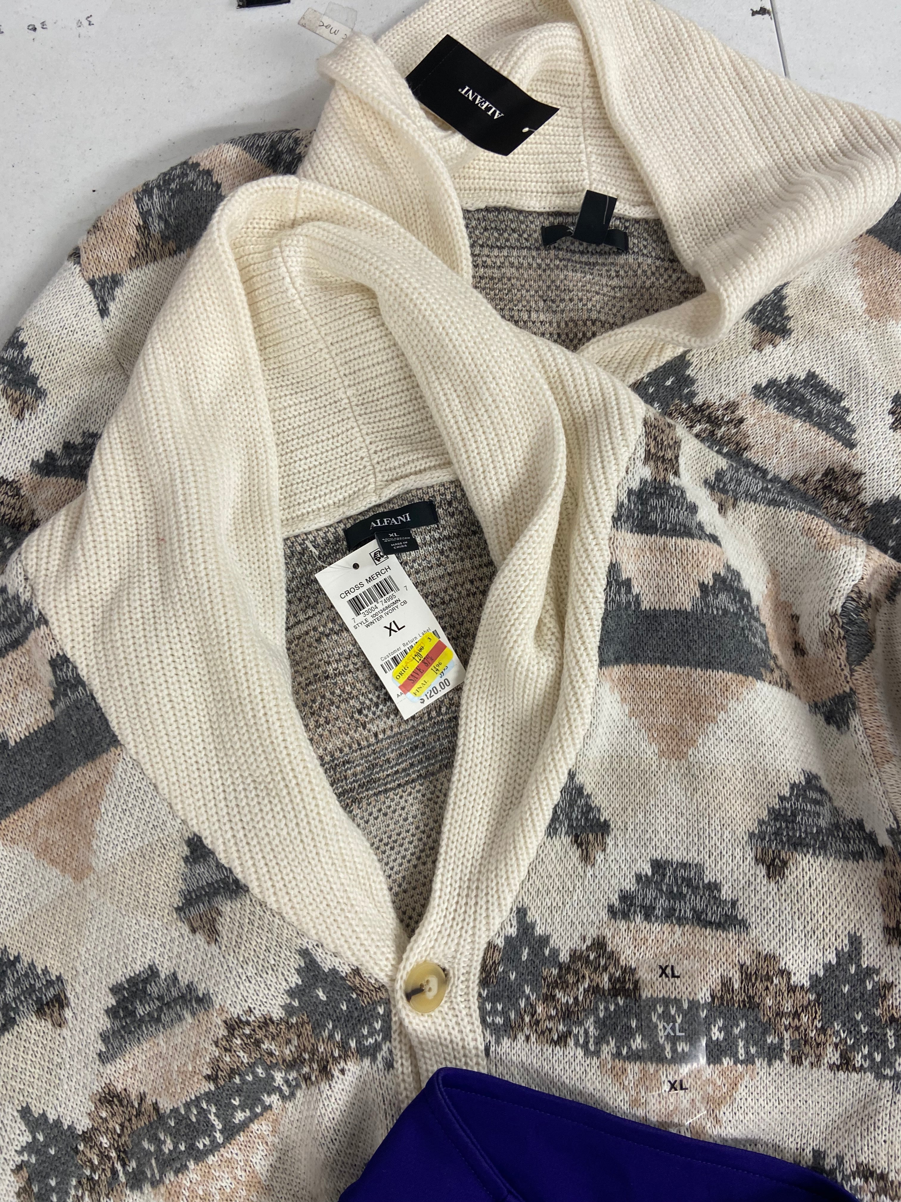 Men's Clothing Sweaters & Other Tops Wholesale Lot, ADIDAS, CLUB ROOM, ALFANI, 9 items, Shelf Pulls, MSRP $650