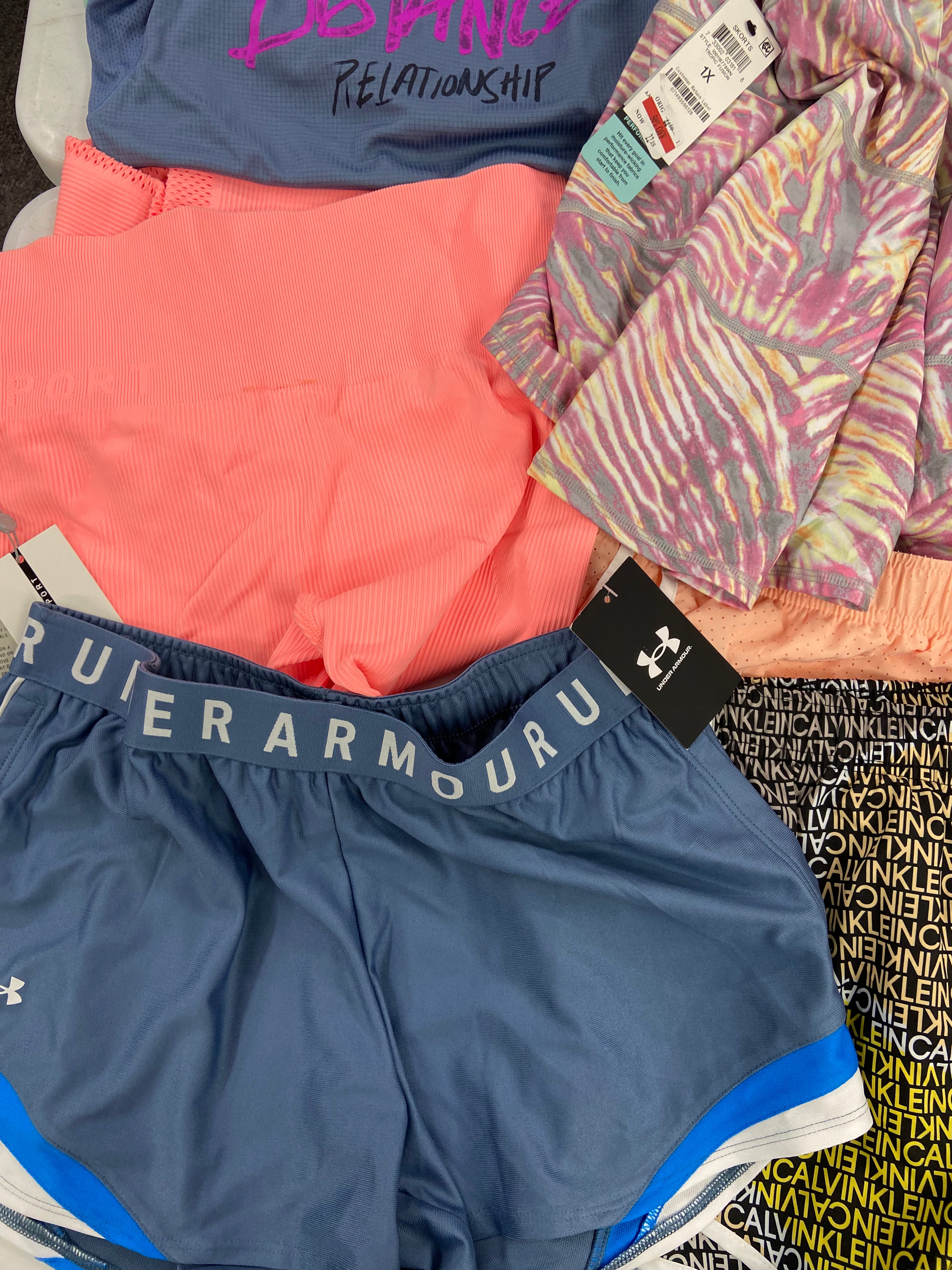 Women's Clothing Activewear Wholesale Lot, UNDER ARMOUR, ADIDAS, CALVIN KLEIN, DKNY, COLUMBIA and more, 19 items, Shelf Pulls, MSRP $652