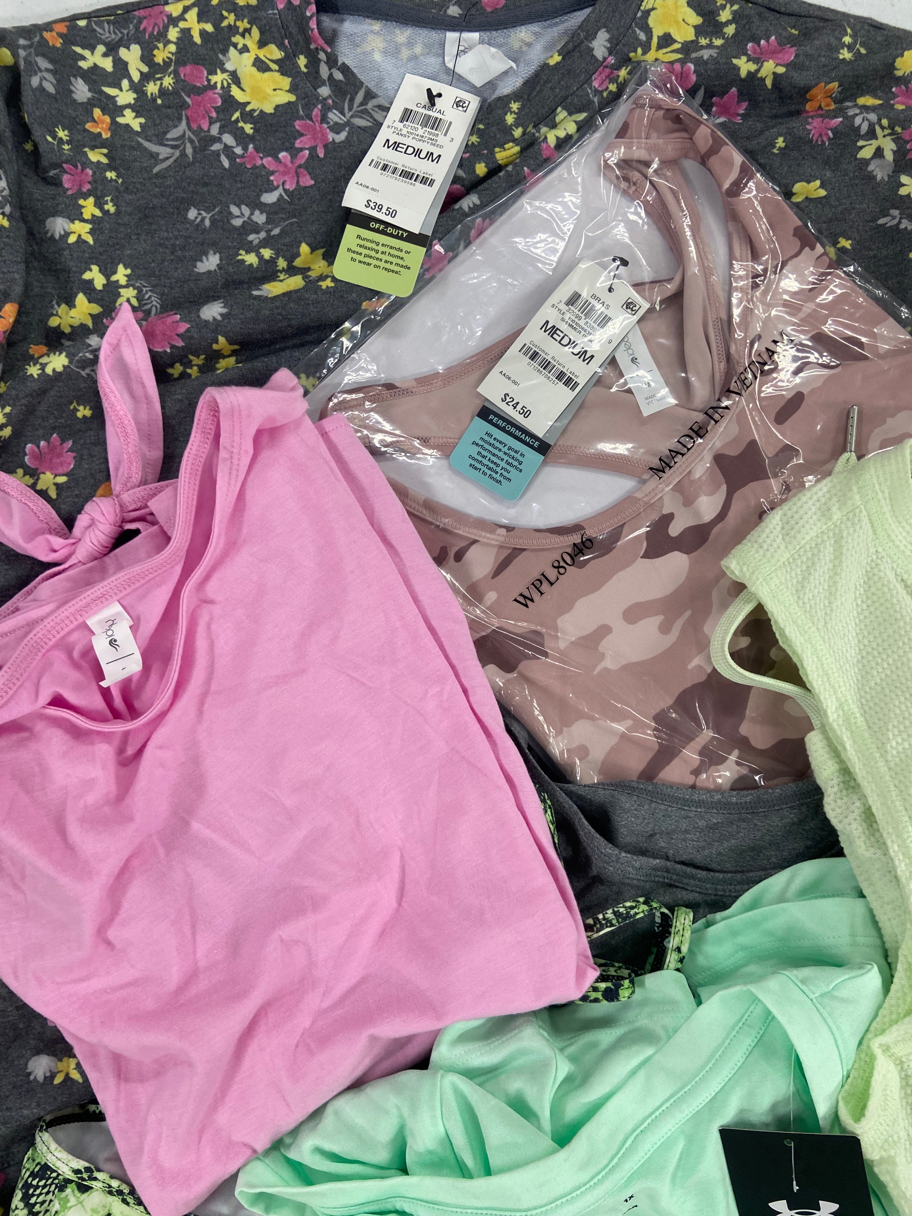 Women's Clothing Activewear Wholesale Lot, CALVIN KLEIN, UNDER ARMOUR, SKECHERS, IDEOLOGY, 19 items, Shelf Pulls, MSRP $504