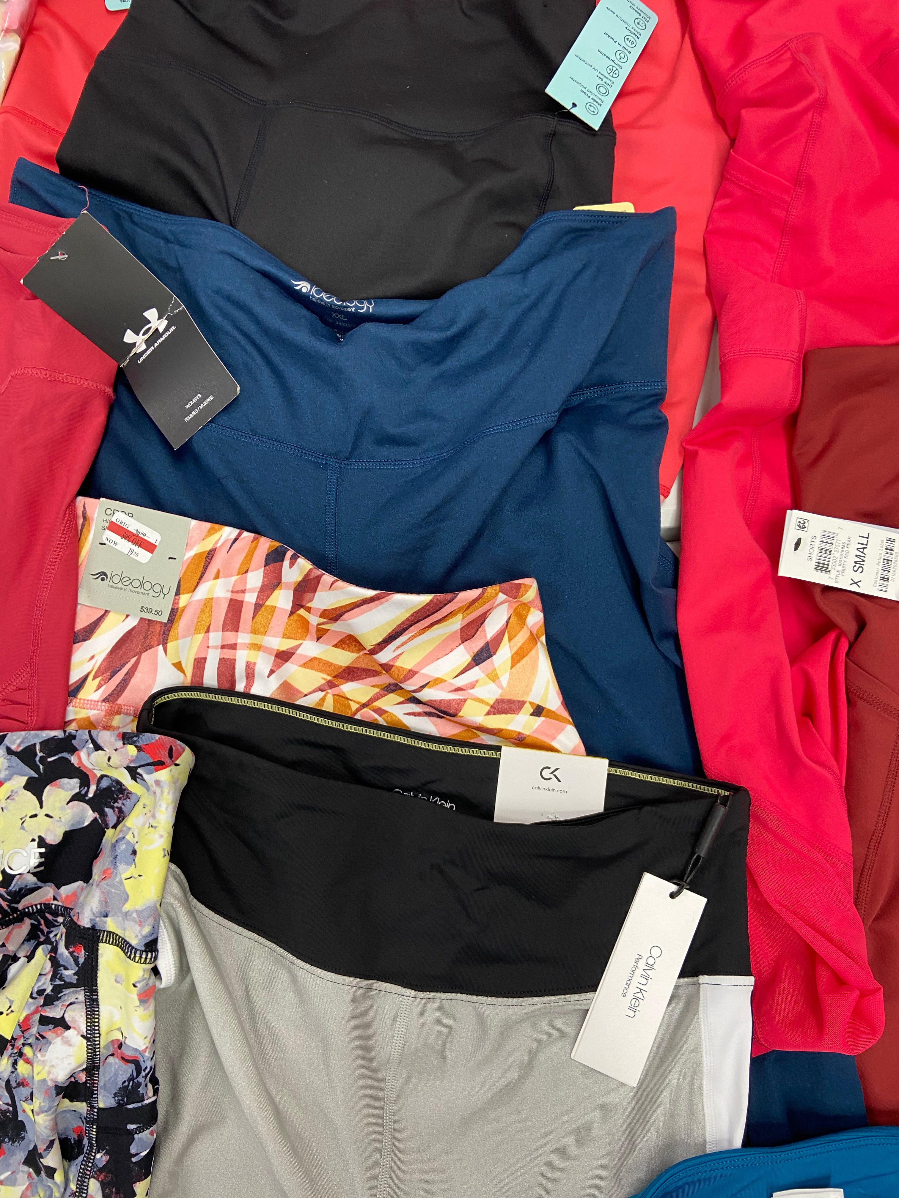Women's Clothing Activewear Wholesale Lot, UNDER ARMOUR, CALVIN KLEIN, IDEOLOGY, 11 items, Shelf Pulls, MSRP $505