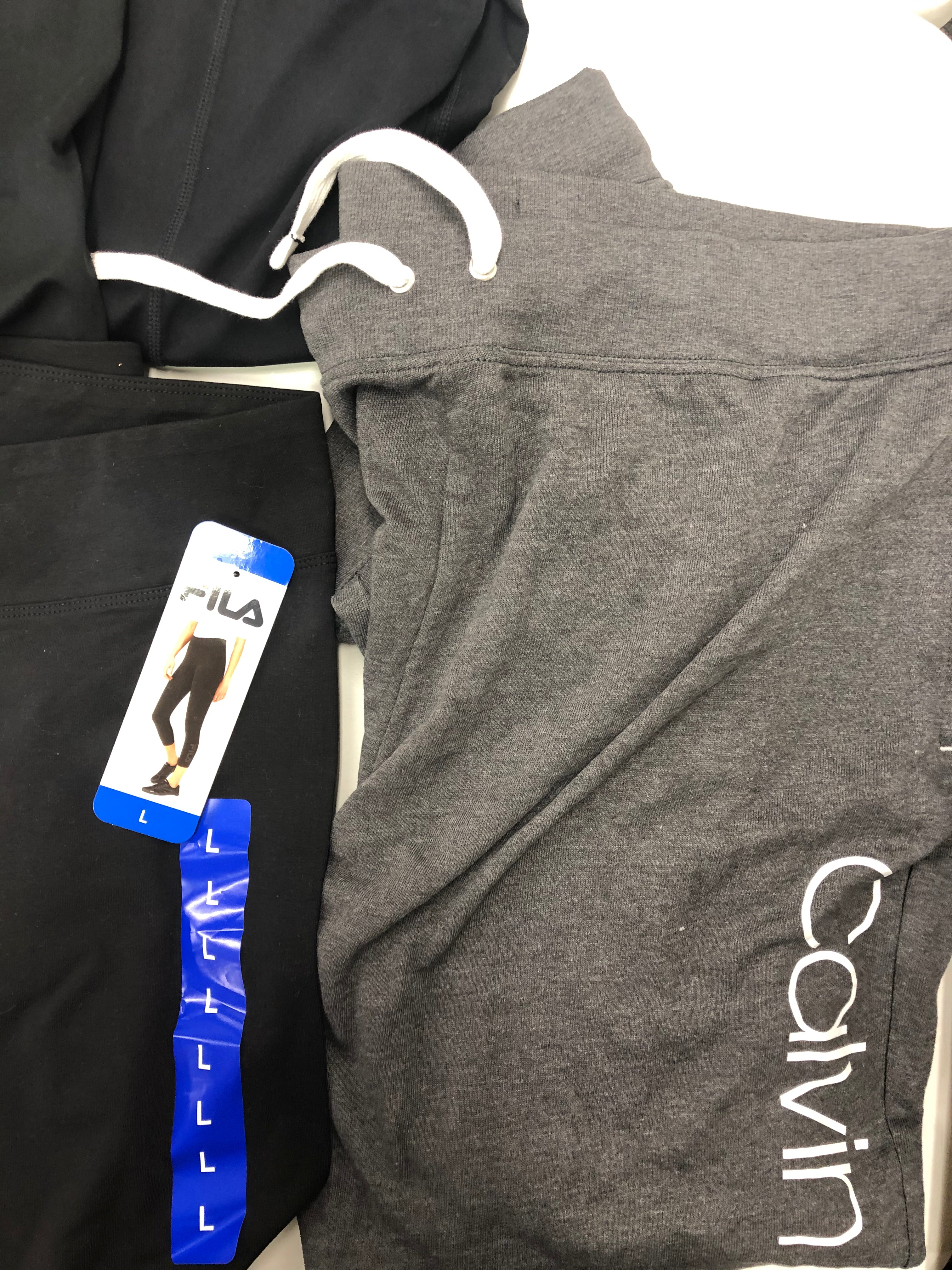 Women's Clothing Activewear Bottoms Wholesale Lot, FILA, CALVIN KLEIN, SKECHERS, FELINA, MONDETTA and more, 16 items, Shelf Pulls, MSRP $544