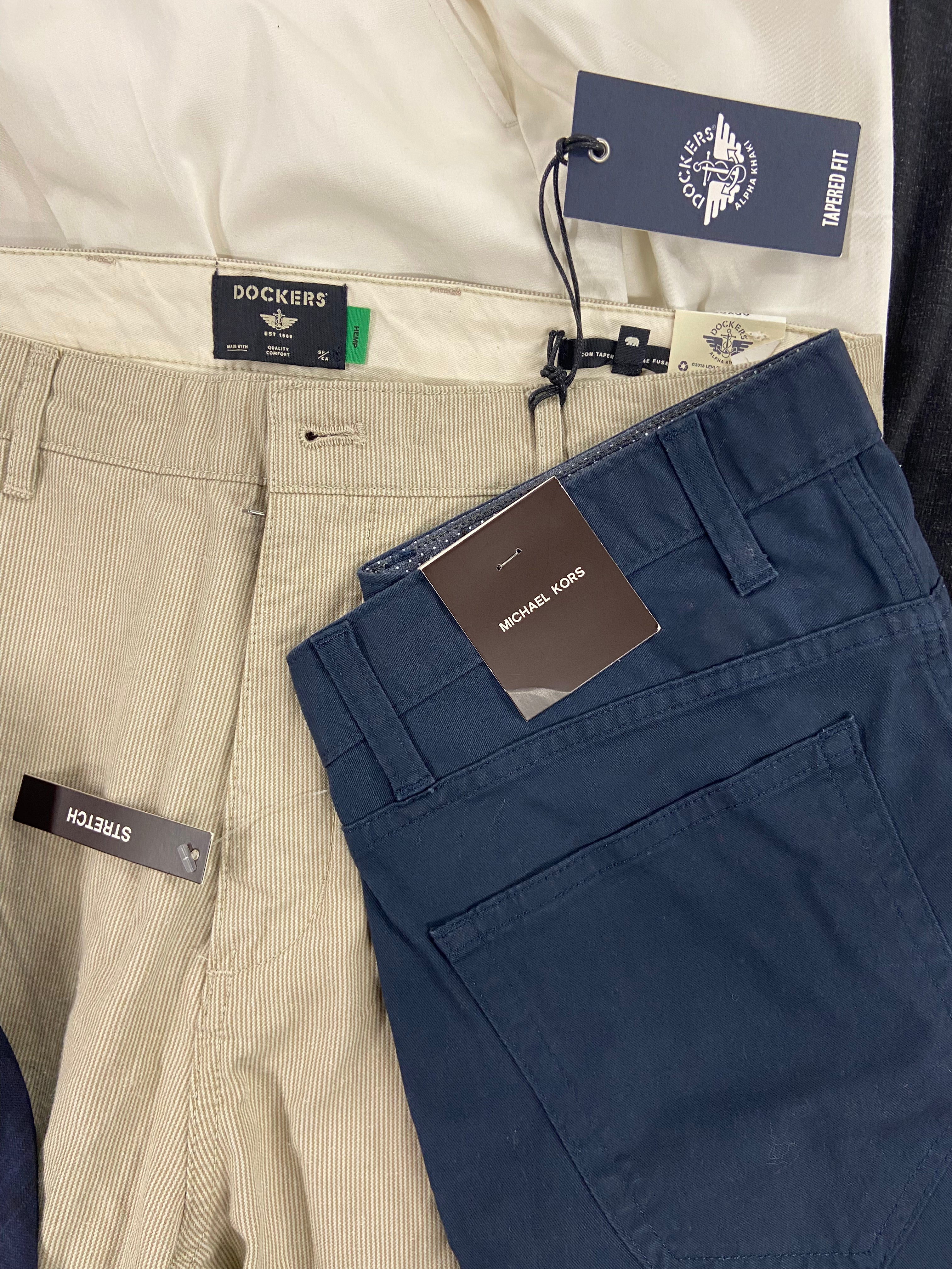 Men's Clothing Dress Pants and Others, Wholesale Lot, LAUREN RALPH LAUREN, MICHAEL KORS, DOCKERS, PERRY ELLIS, Bar III and more, 12 items, Shelf Pulls, MSRP $1,362