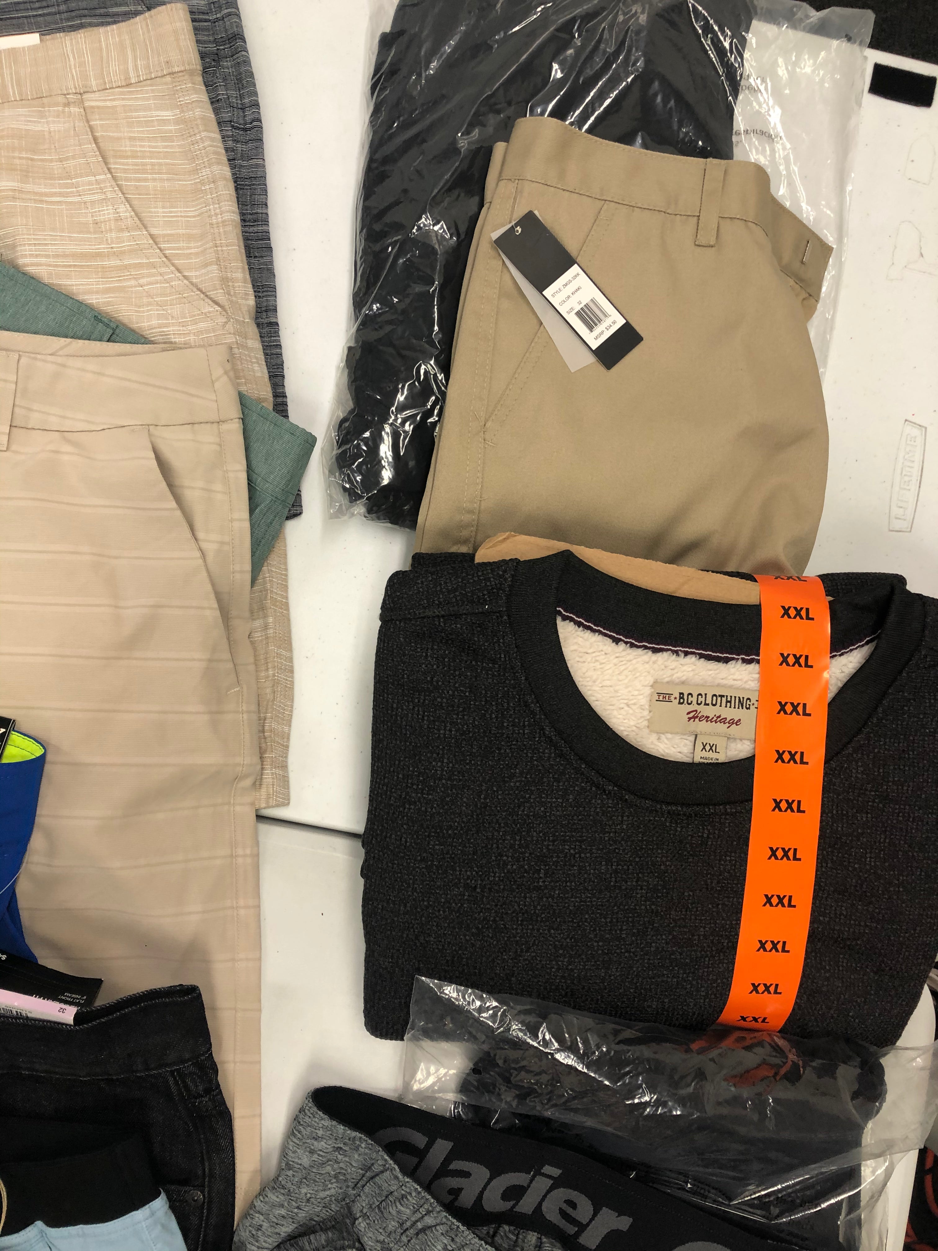 Men's Clothing Shorts and more, Wholesale Lot, HAWAIIAN ISLAND CREATIONS, 32 DEGREES, GERRY, BALANCE COLLECTION, PHILHOBAR DESIGN and more, 15 items, Shelf Pulls, MSRP $596