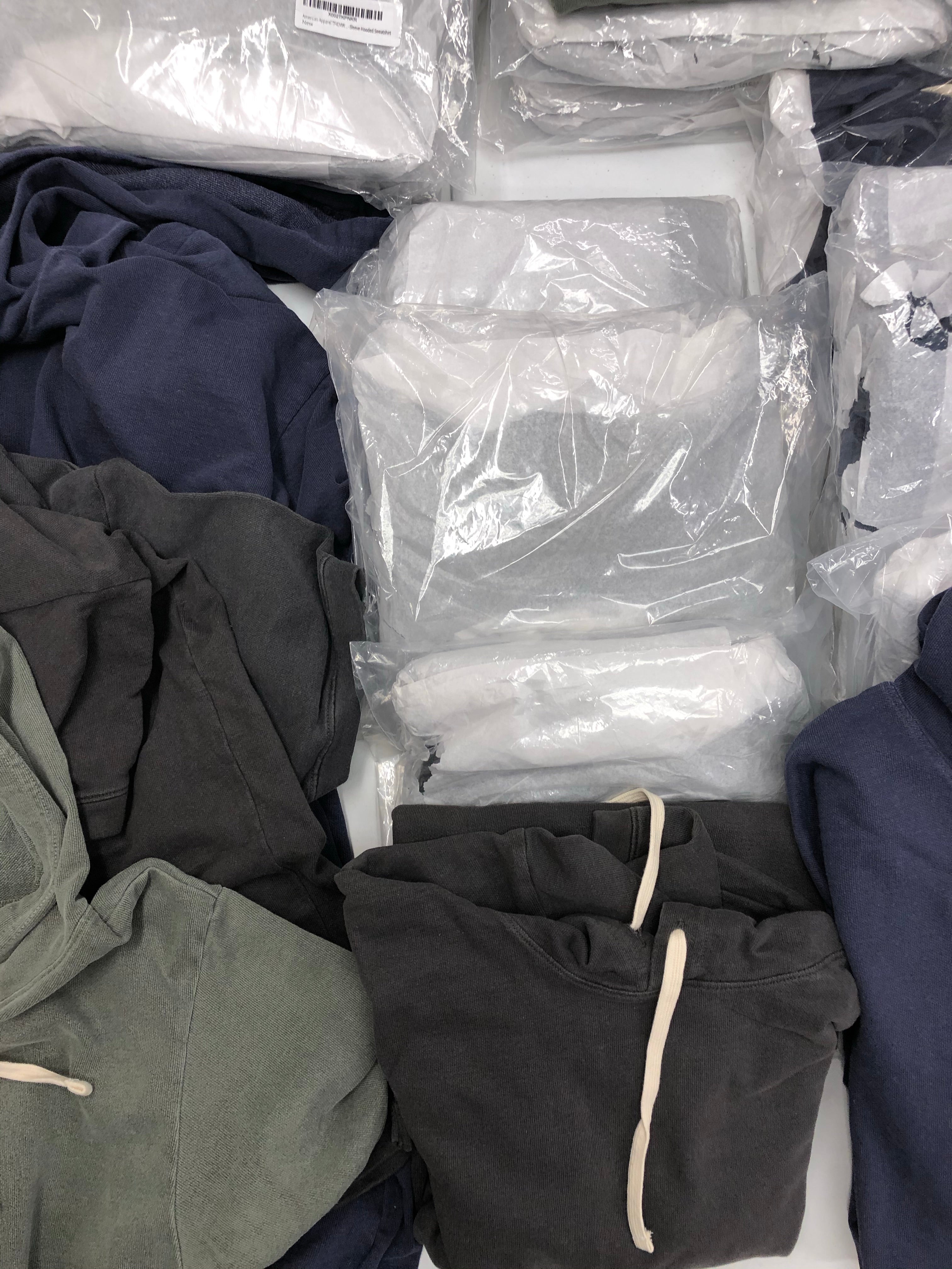 Men's Clothing Tops Hoodies Wholesale Lot, AMERICAN APPAREL ONLY, 27 Items, Shelf Pulls, MSRP $1,242