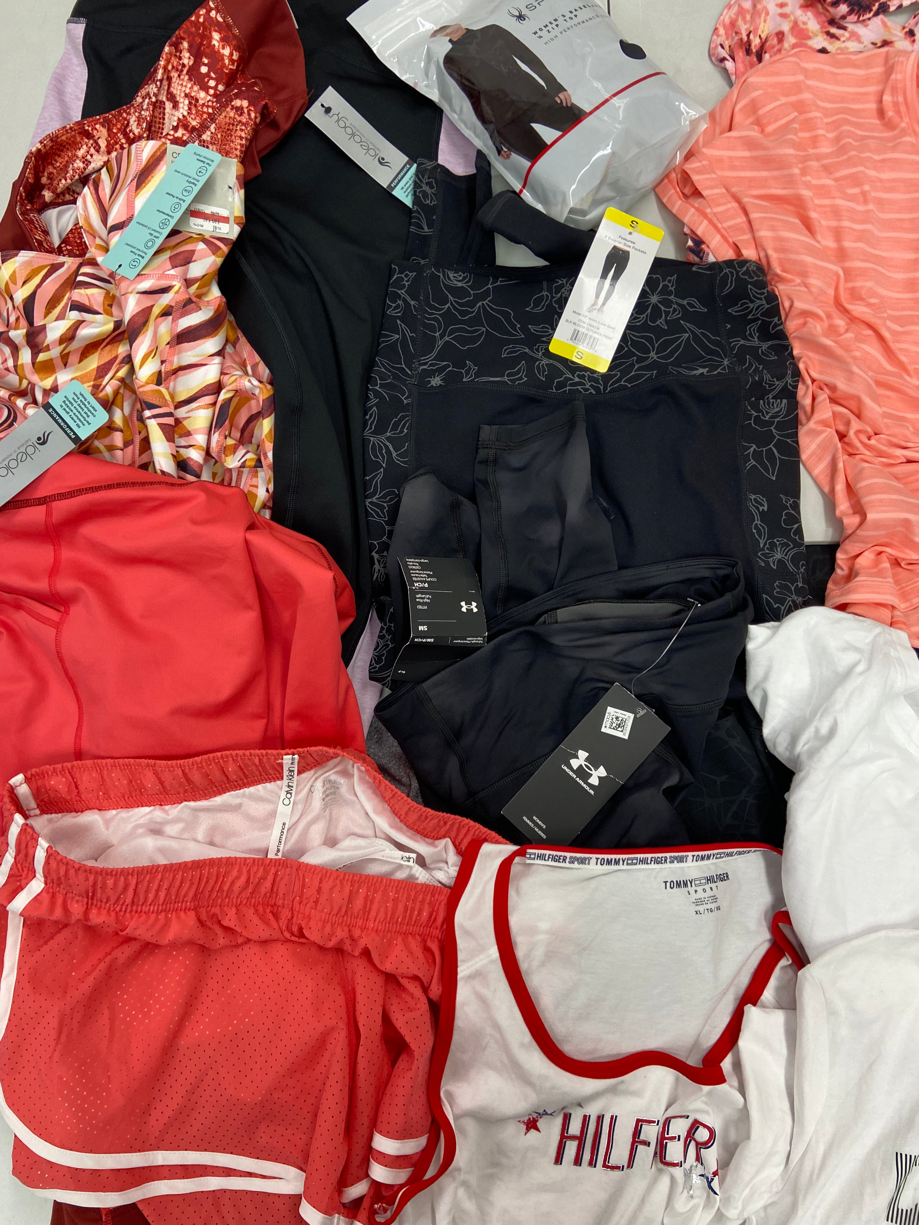 Women's Clothing Activewear Wholesale Lot, TOMMY HILFIGER, UNDER ARMOUR, DKNY, PUMA, CALVIN KLEIN, SKECHERS, SPYDER and more, 20 items, Shelf Pulls, MSRP $775