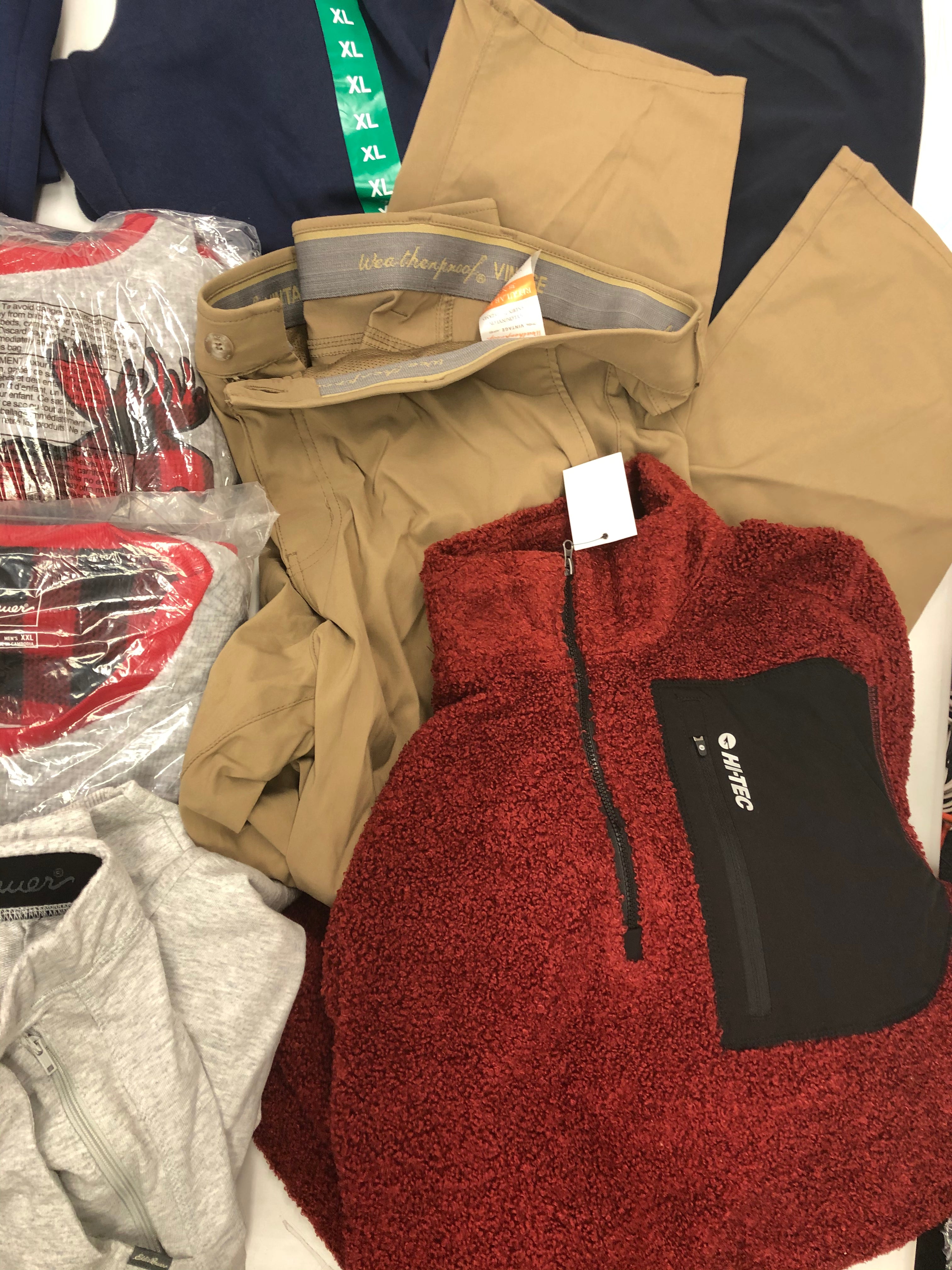Men's Clothing Pants, Jeans and more, Wholesale Lot, POLO RALPH LAUREN, FILA,EDDIE BAUER, WEATHERPROOF and more, 13 items, Shelf Pulls, MSRP $709