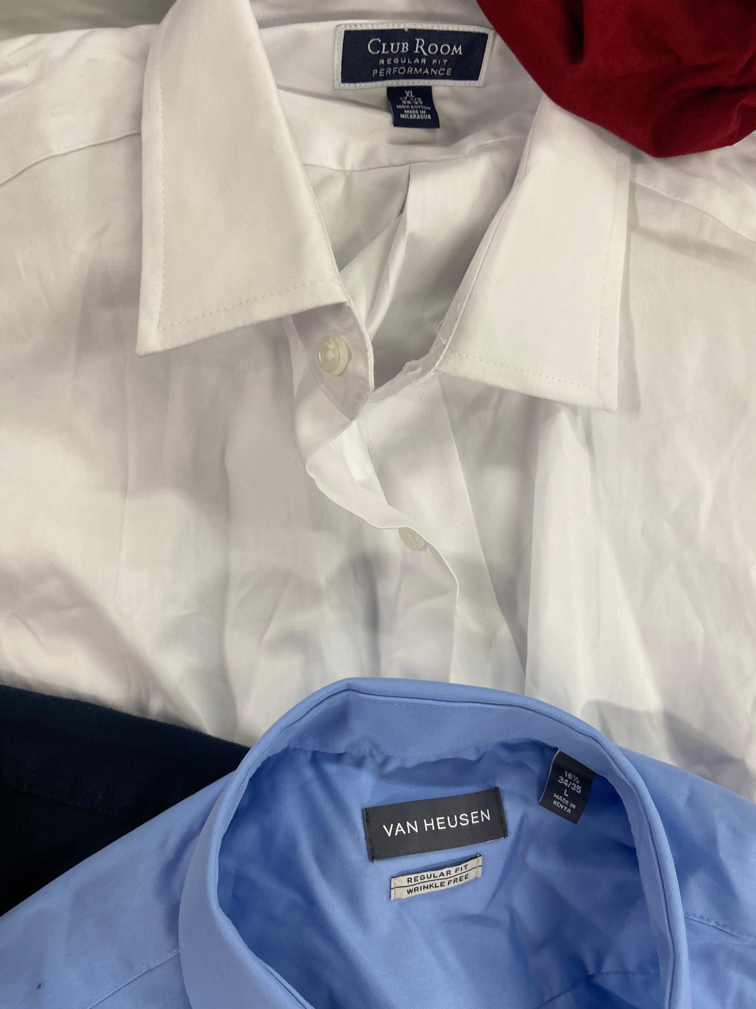 Men's Clothing Dress Shirts Wholesale Lot, LAUREN RALPH LAUREN, DOCKERS, KENZO, JAMES TATTERSAL, VAN HEUSEN and more, 16 items, Shelf Pulls, MSRP $1,003