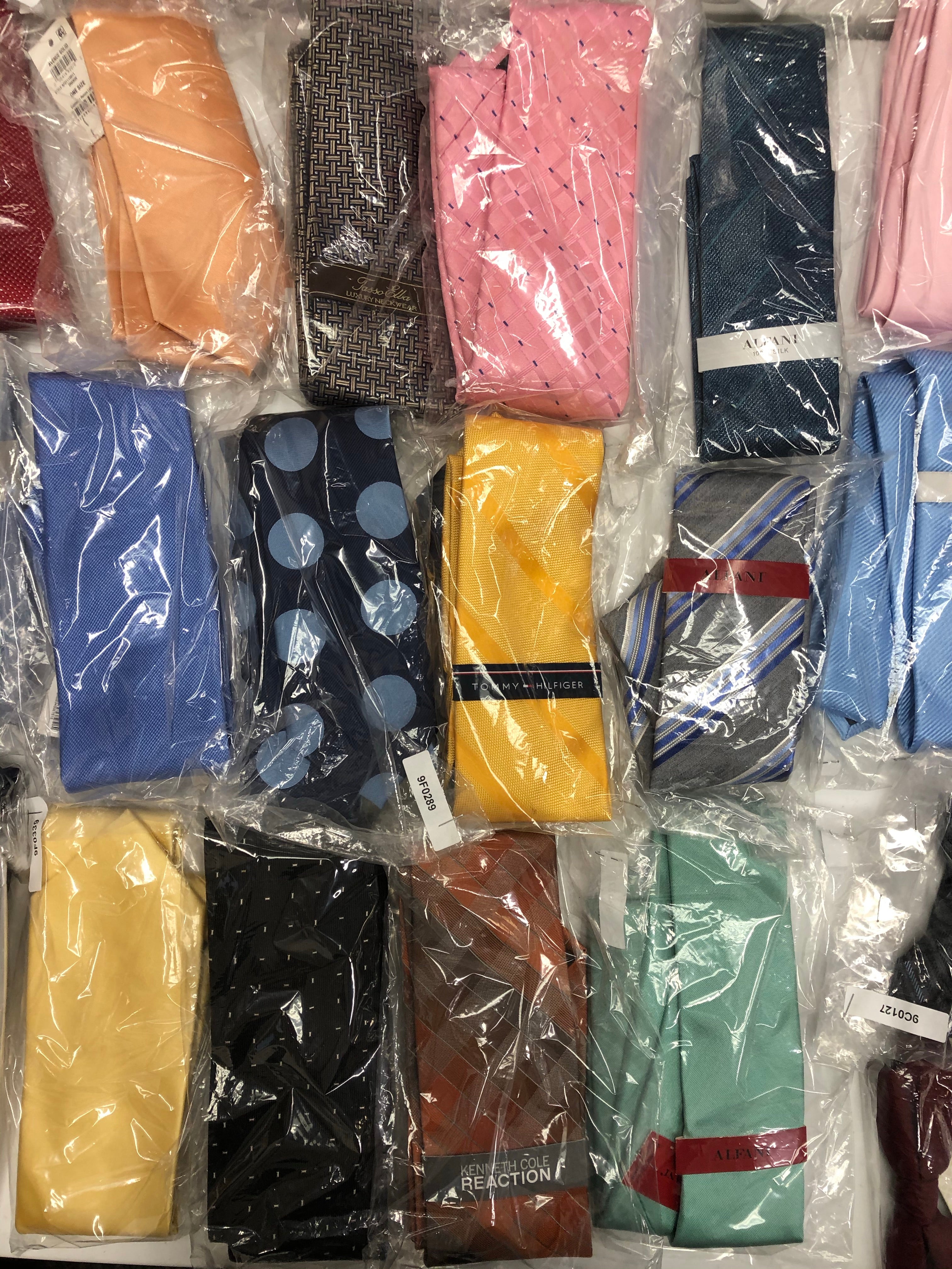 Men's Necktie & Bowtie Wholesale Lot, TOMMY HILFIGER, MICHAEL KORS, KENNETH COLE,RYAN SEACREST, CALVIN KLEIN and more, 58 items, CUSTOMER RETURNS, MSRP $