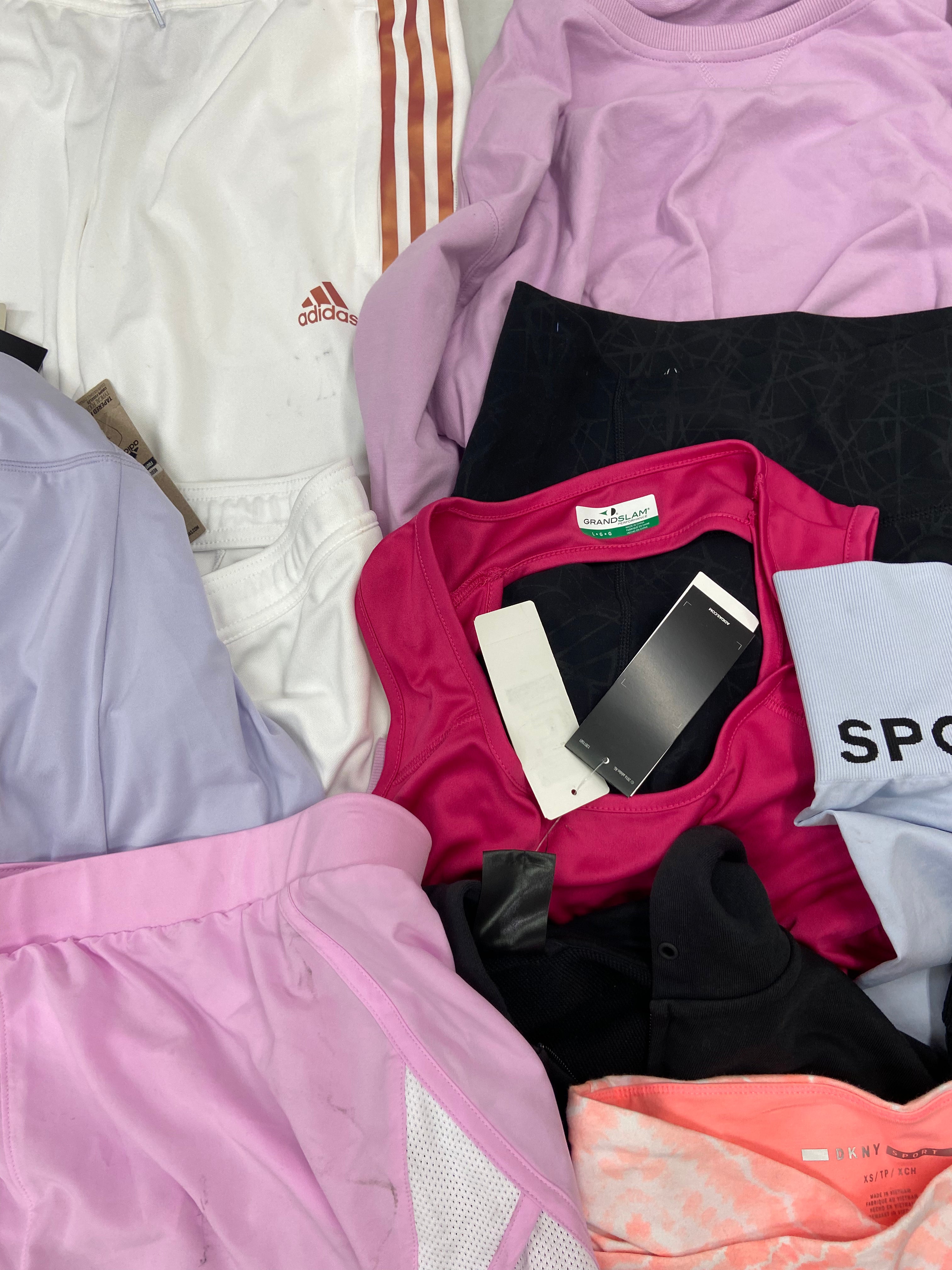 Women's Clothing Activewear Wholesale Lot, ADIDAS, CALVIN KLEIN, UNDER ARMOUR, DKNY, SPYDER, IDEOLOGY, DANSKIN and more, 17 items, CUSTOMER RETURNS