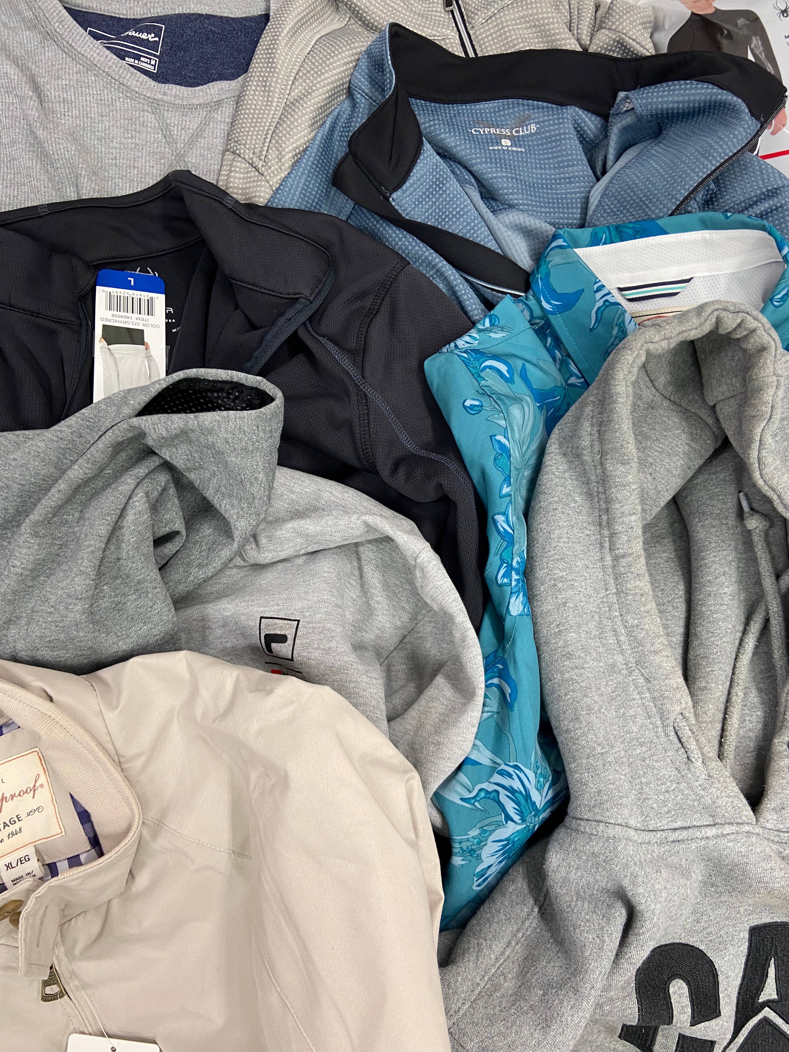 Men's Clothings Tops Wholesale Lot, PUMA, FILA, ORVIS, WEATHERPROOF, EDDIE BAUER, SPIDER, ALFANI, CYPRESS CLUB  and more, 14 items, CUSTOMER RETURNS