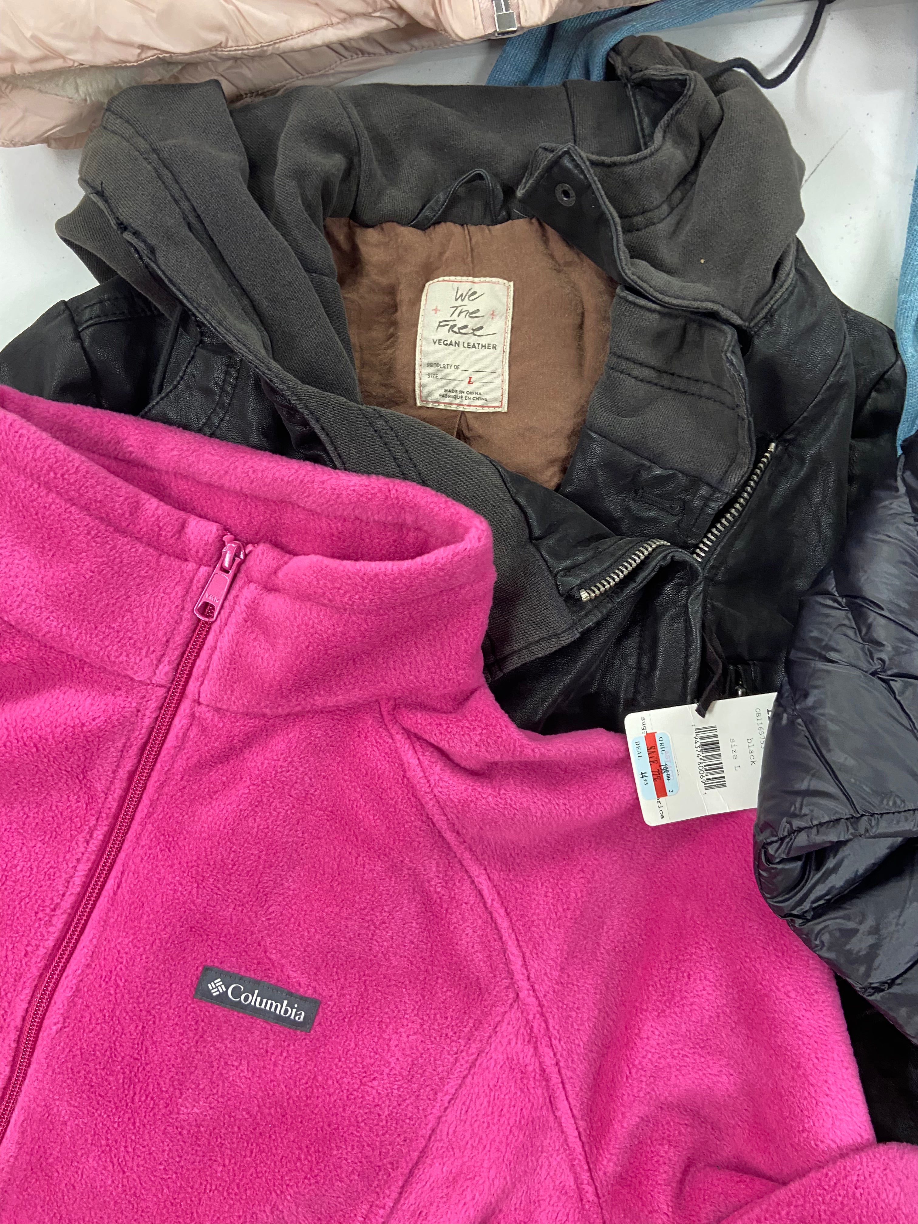 Women's Clothing Jacket and others Wholesale Lot, MARMOT, COLUMBIA, FREE PEOPLE, LEVI'S, CK PERFORMANCE and more, 8 items, Shelf Pulls, MSRP $802