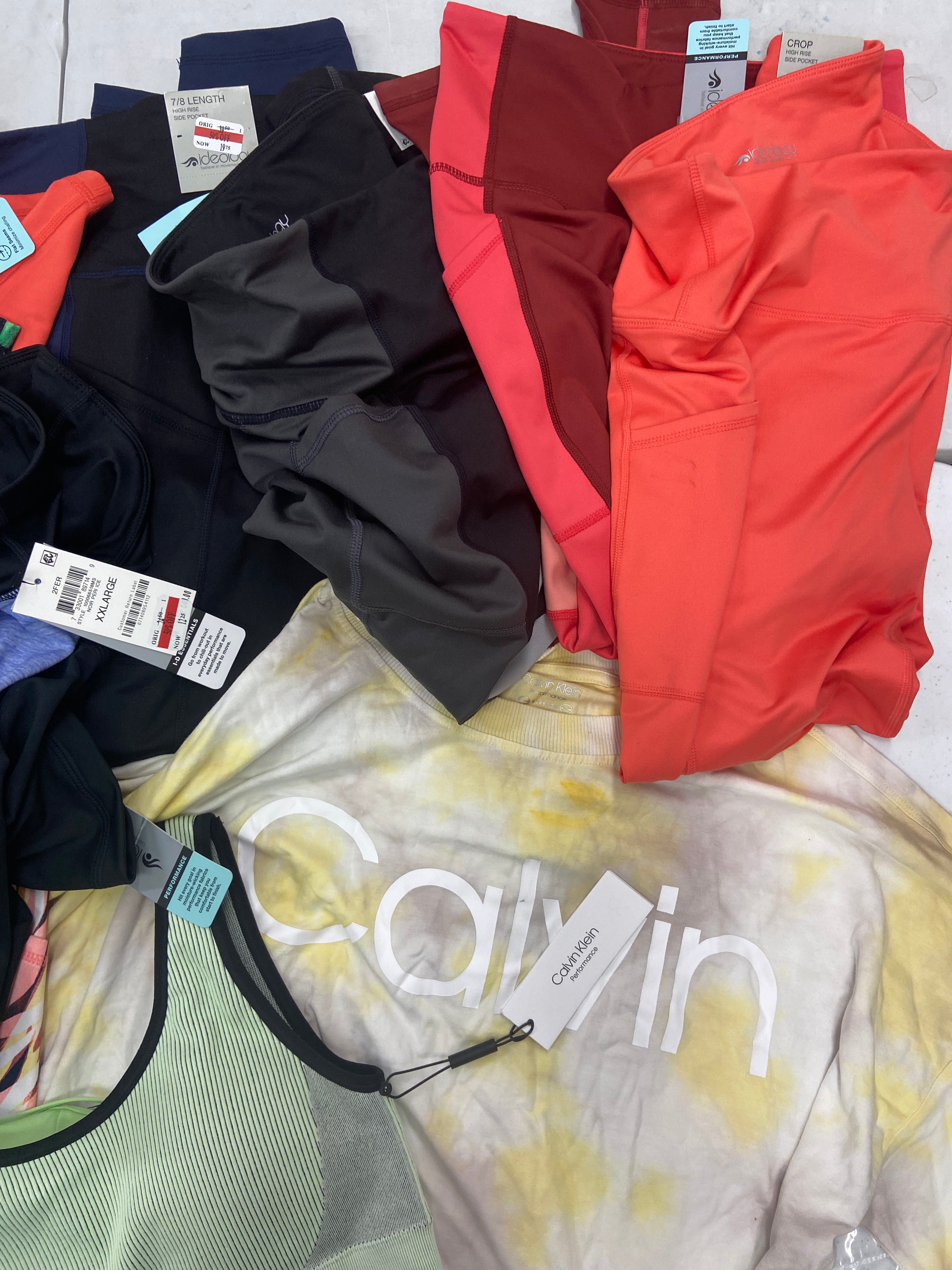 Women's Clothing Activewear Wholesale Lot, ADIDAS, CALVIN KLEIN, IDEOLOGY, 18 items, Shelf Pulls, MSRP $612