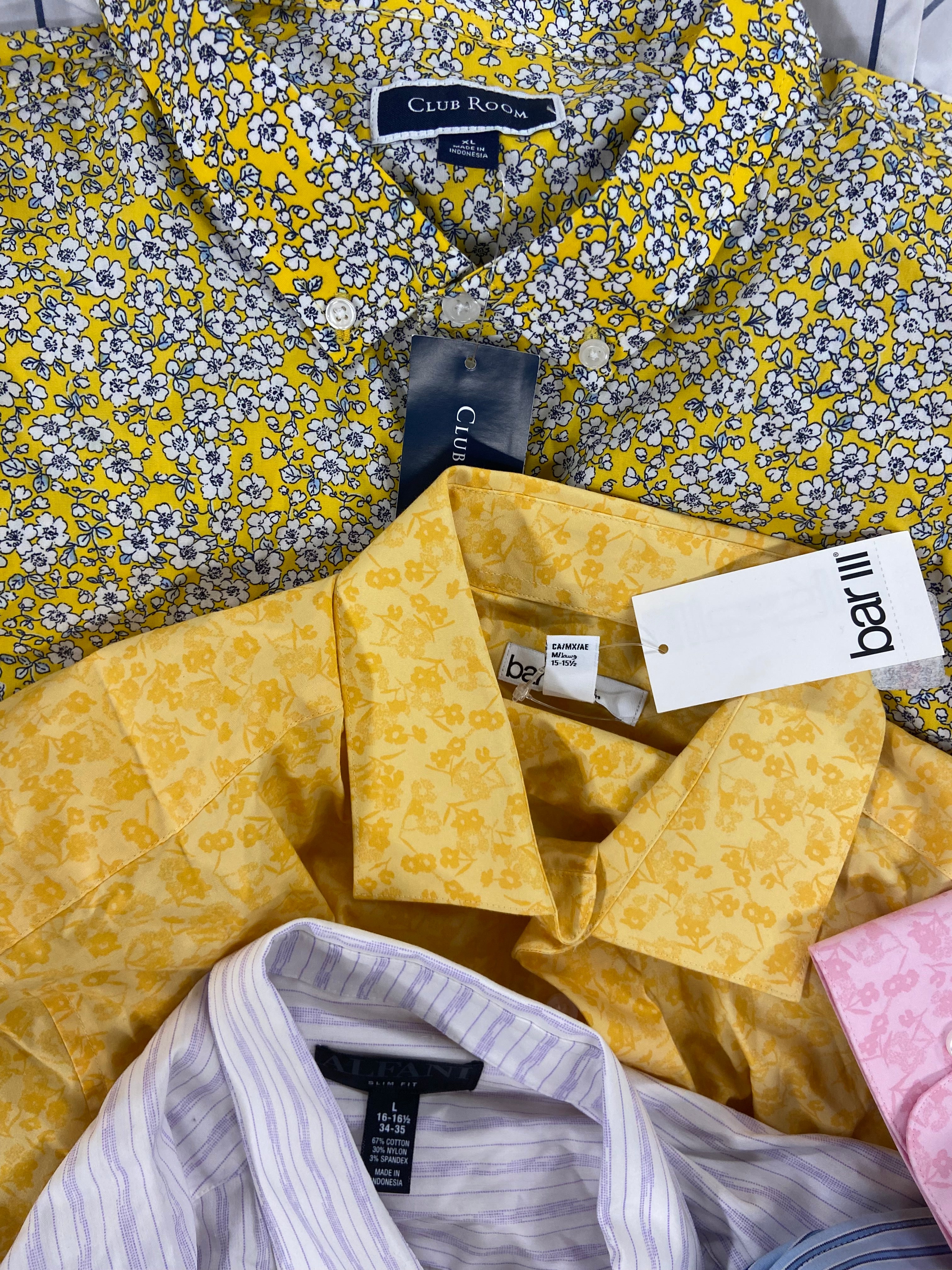 Men's Clothing Dress Shirts Wholesale Lot, CLUB ROOM, BAR III, ALFANI, 14 items, Shelf Pulls, MSRP $840