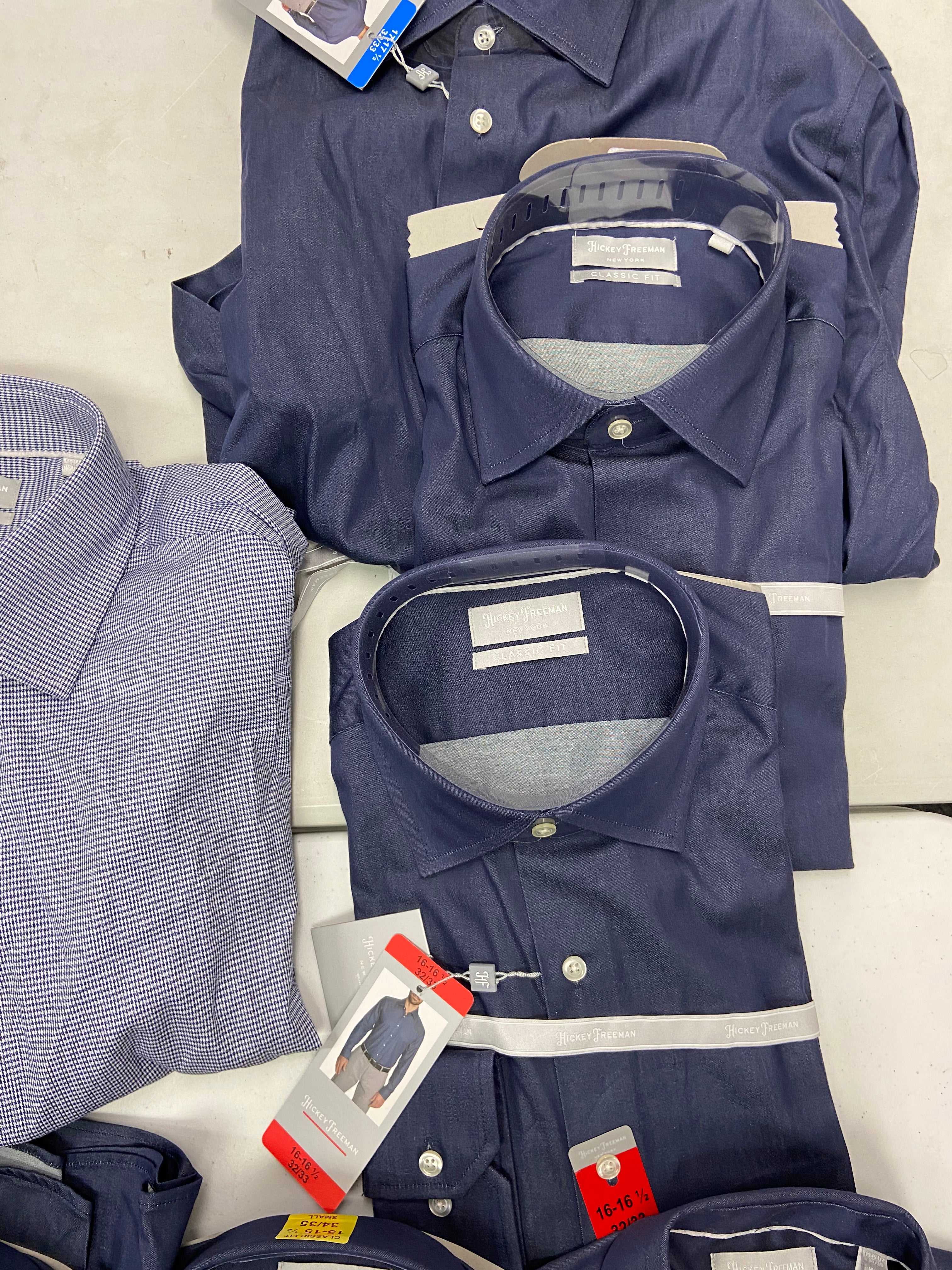 Men's Clothing Dress Shirts Wholesale Lot, HICKEY FREEMAN , 12 items, Shelf Pulls, MSRP $960