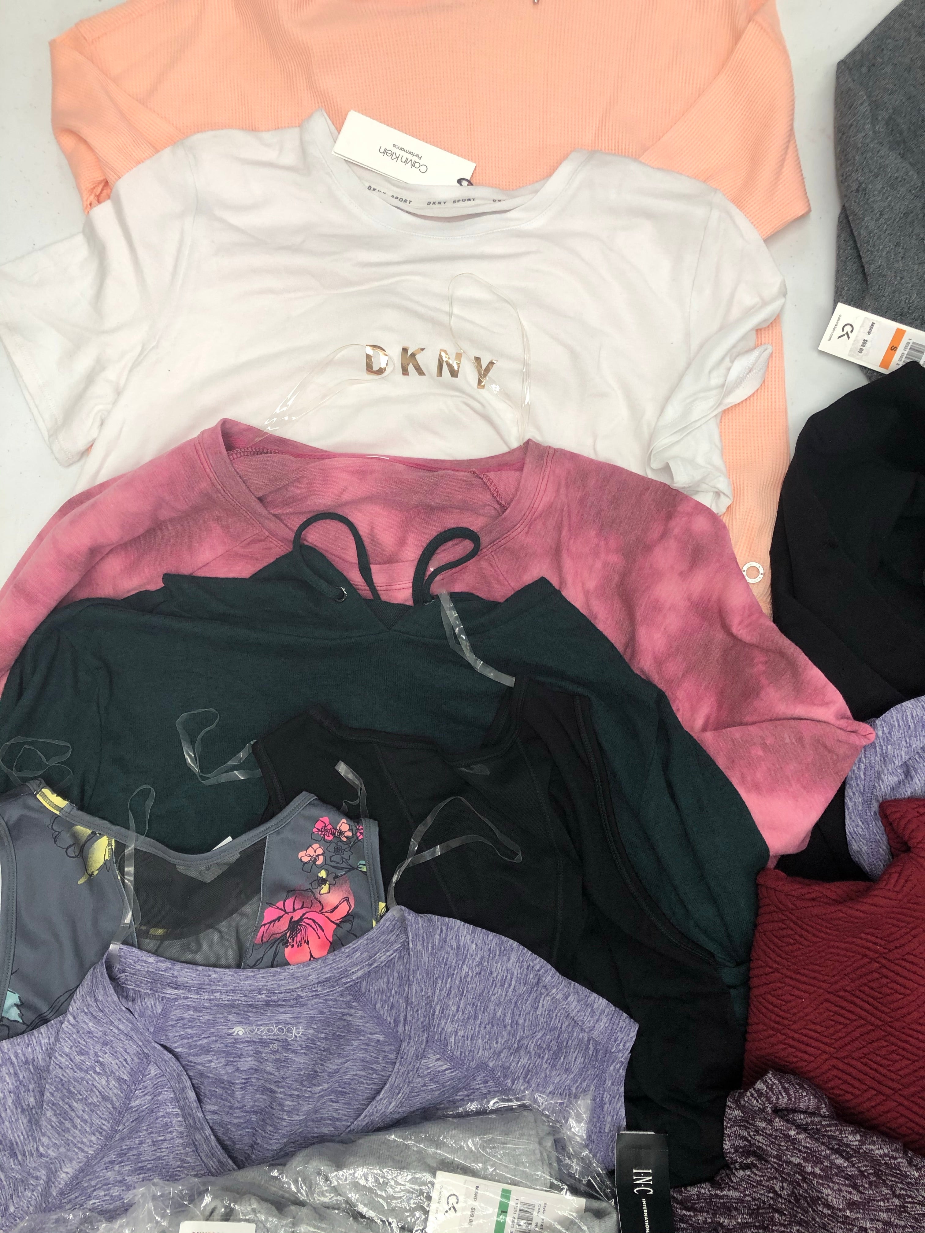 Women's Clothing Active Top Wholesale Lot, Adidas, DKNY, Calvin Klein, Ideology and more, 21 Units, Shelf Pulls, MSRP $862
