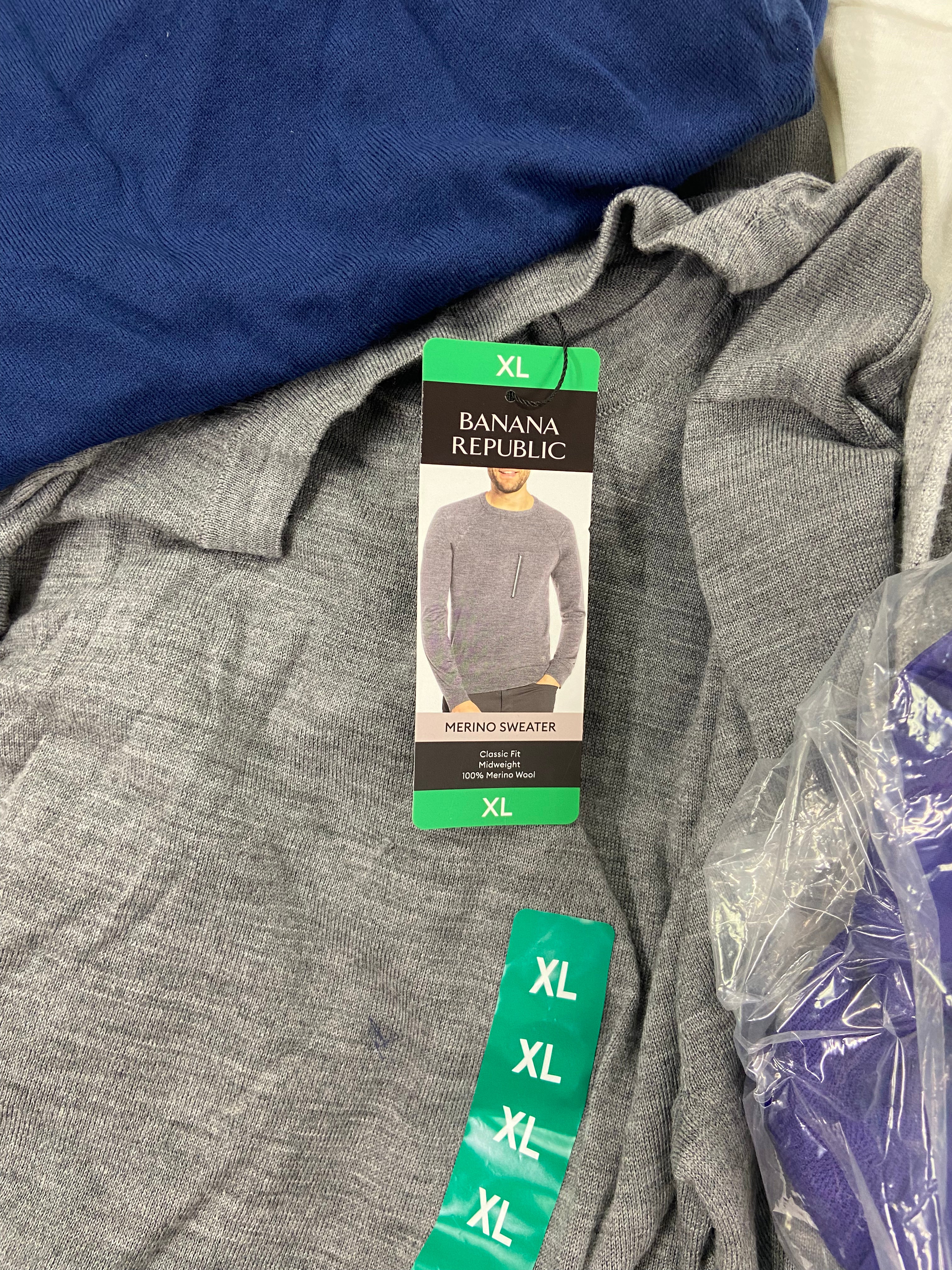 Men's Clothing Sweaters & Other tops Wholesale Lot, BANANA REPUBLIC, HURLEY, ADIDAS, and more, 13 items, Shelf Pulls, MSRP $687
