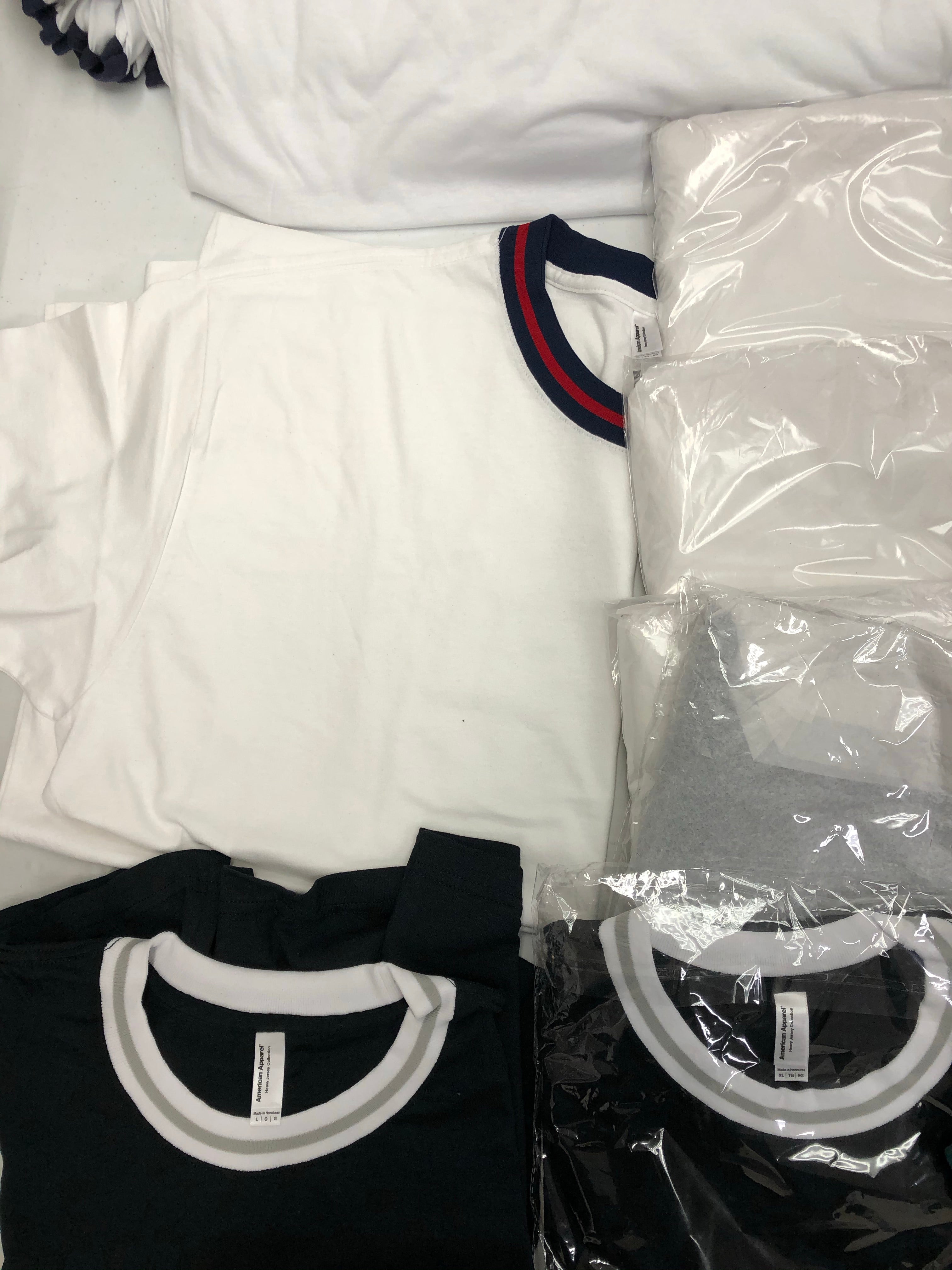 Men's Clothing Tops Short Sleeves & Sleeveless Wholesale Lot, AMERICAN APPAREL ONLY, 89 Items, Shelf Pulls, MSRP $1,704