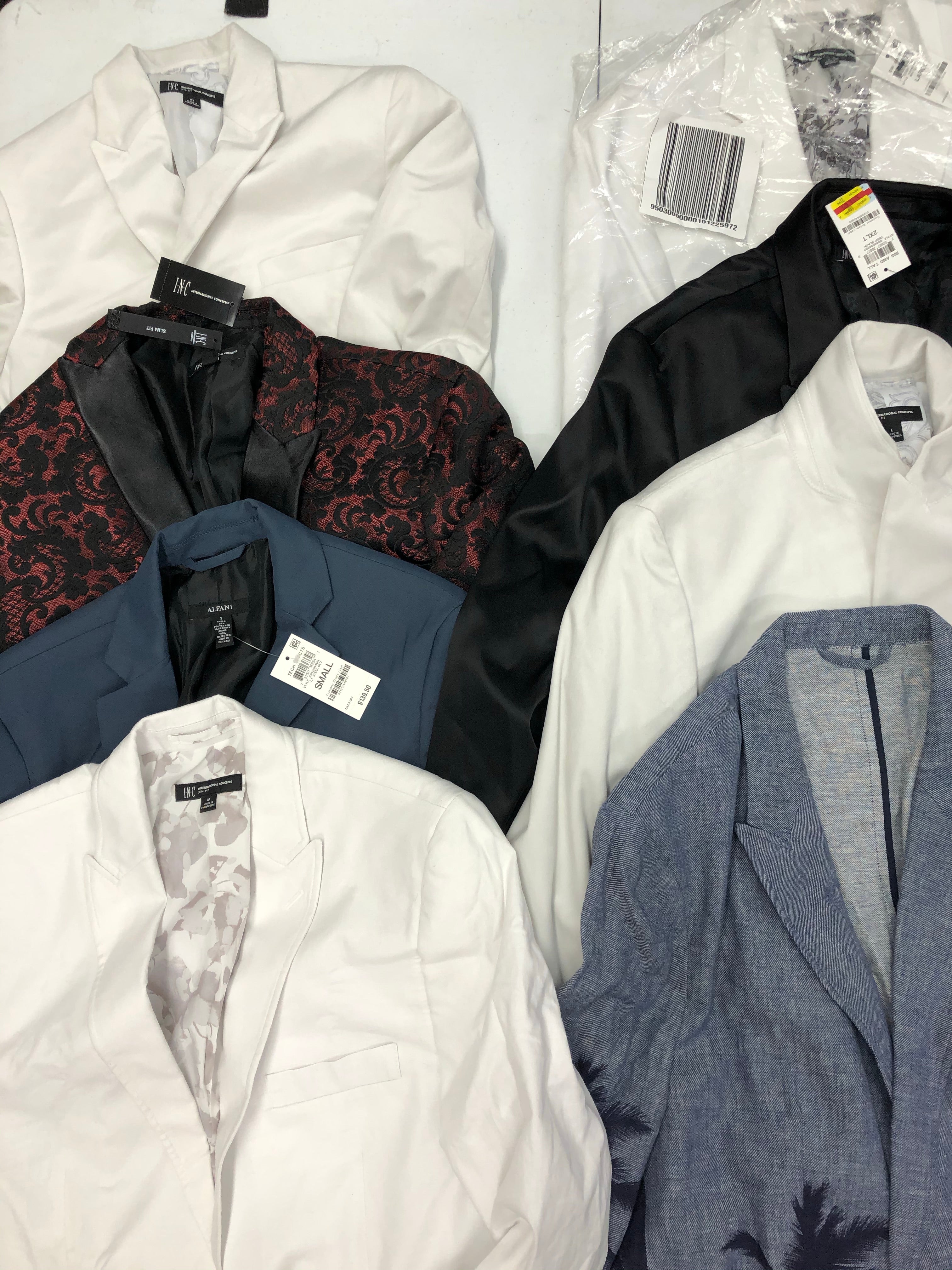 Men's Clothing SUITS/BLAZERS Wholesale Lot, INC, ALFANI, 8 Items, Shelf Pulls, MSRP $1,206