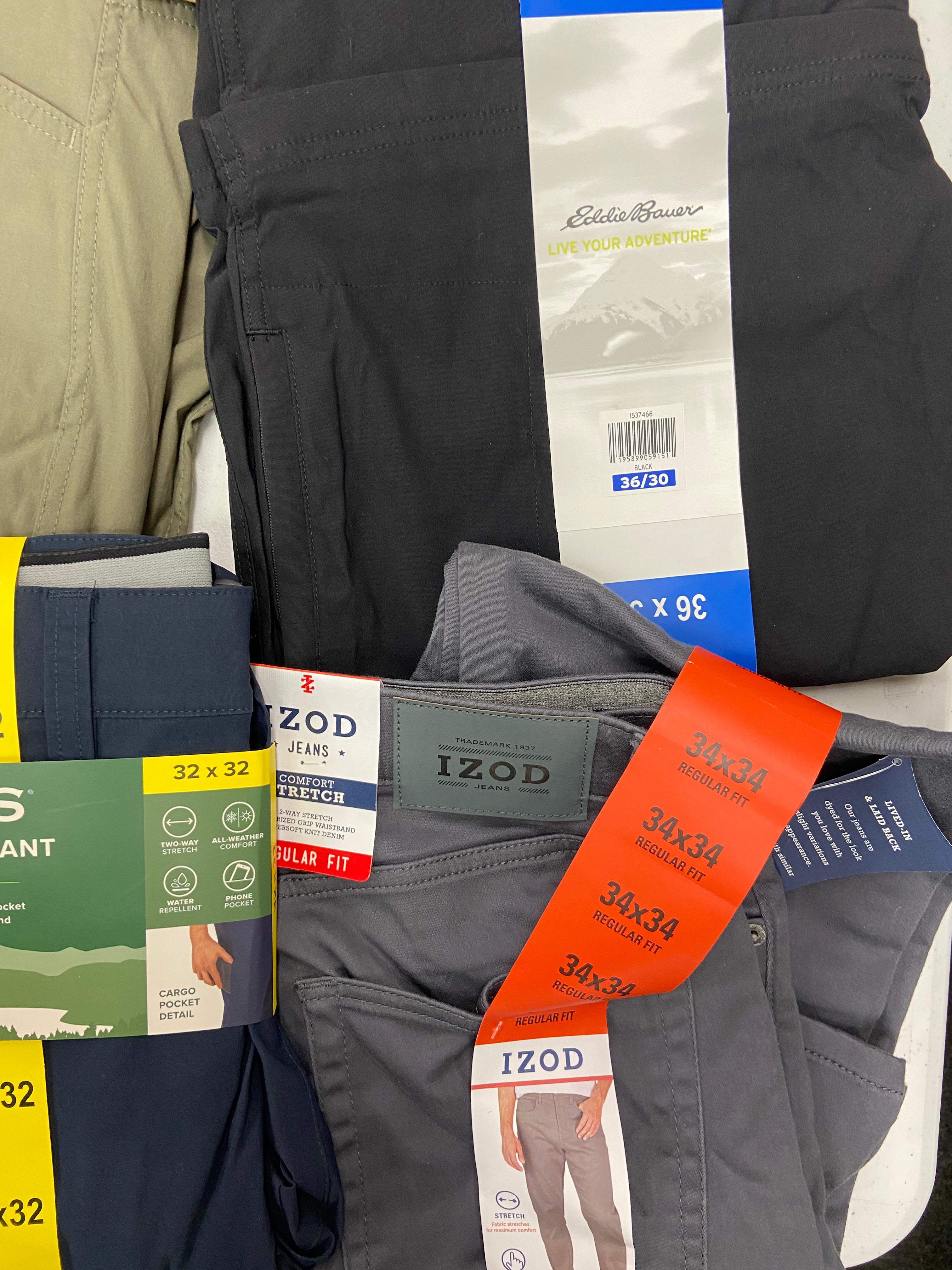 Men's Clothing Pants Wholesale Lot, NAUTICA, UNDER ARMOUR, EDDIE BAUER, GH BASS and more, 11 items, Shelf Pulls, MSRP $690