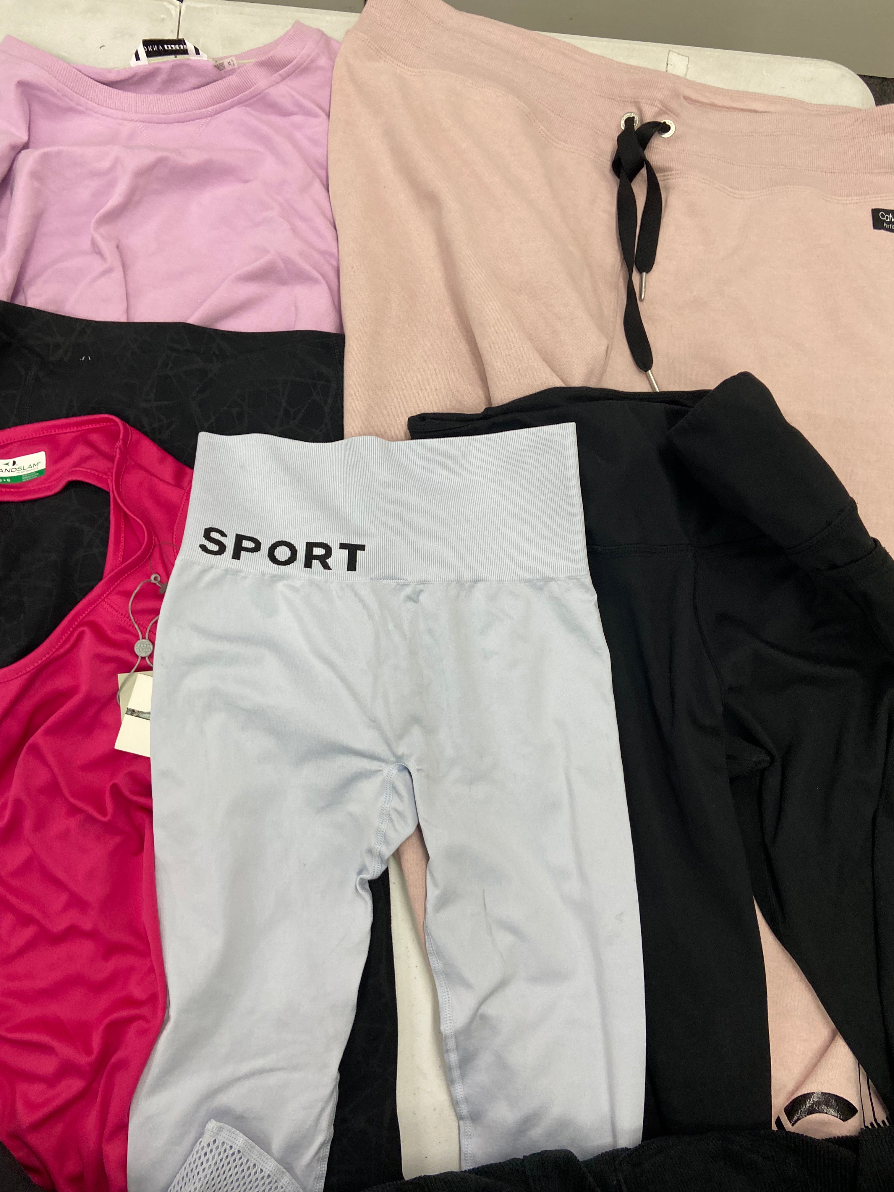 Women's Clothing Activewear Wholesale Lot, ADIDAS, CALVIN KLEIN, UNDER ARMOUR, DKNY, SPYDER, IDEOLOGY, DANSKIN and more, 17 items, CUSTOMER RETURNS