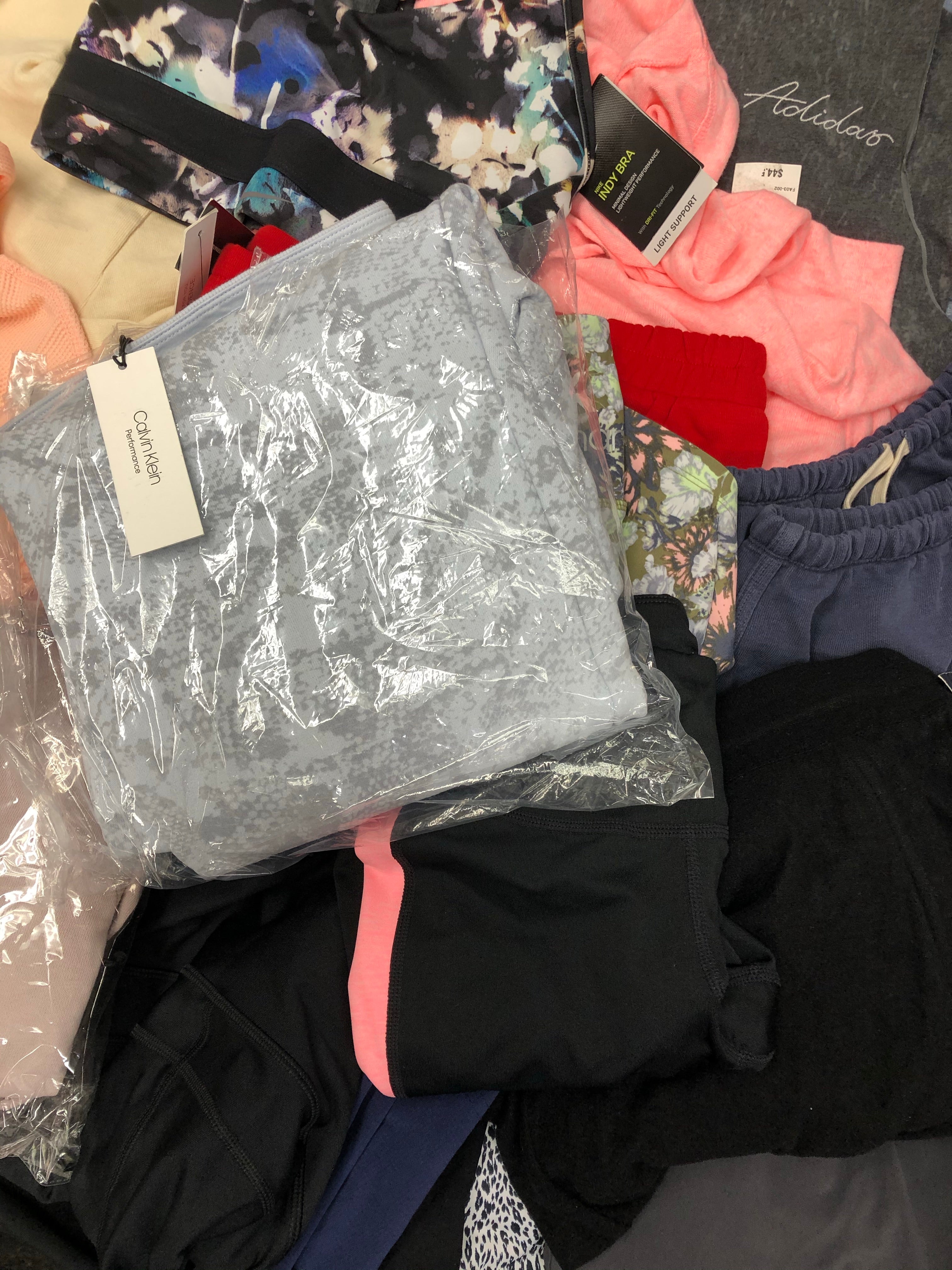 Women's Clothing Activewear Wholesale Lot, Nike, Adidas, Calvin Klein, Under Armour, Ideology and more, 31 Units, Shelf Pulls, MSRP $1,427.98