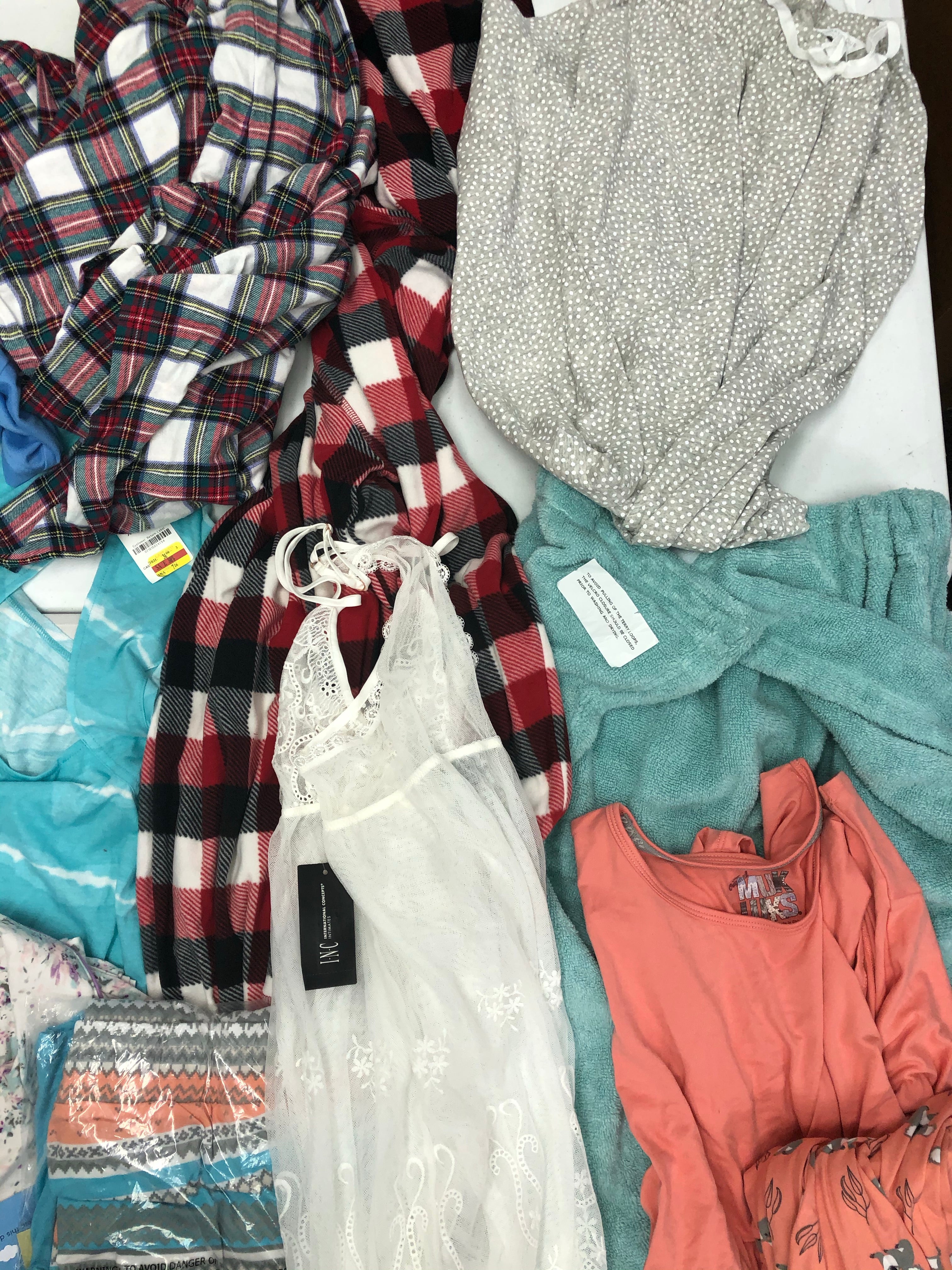 Women's Clothing INTIMATES, Pajamas Wholesale Lot, HANES, CHARTER CLUB, MUK LUKS, FAMILY PJS and more, 14 Units, Shelf Pulls, MSRP $621