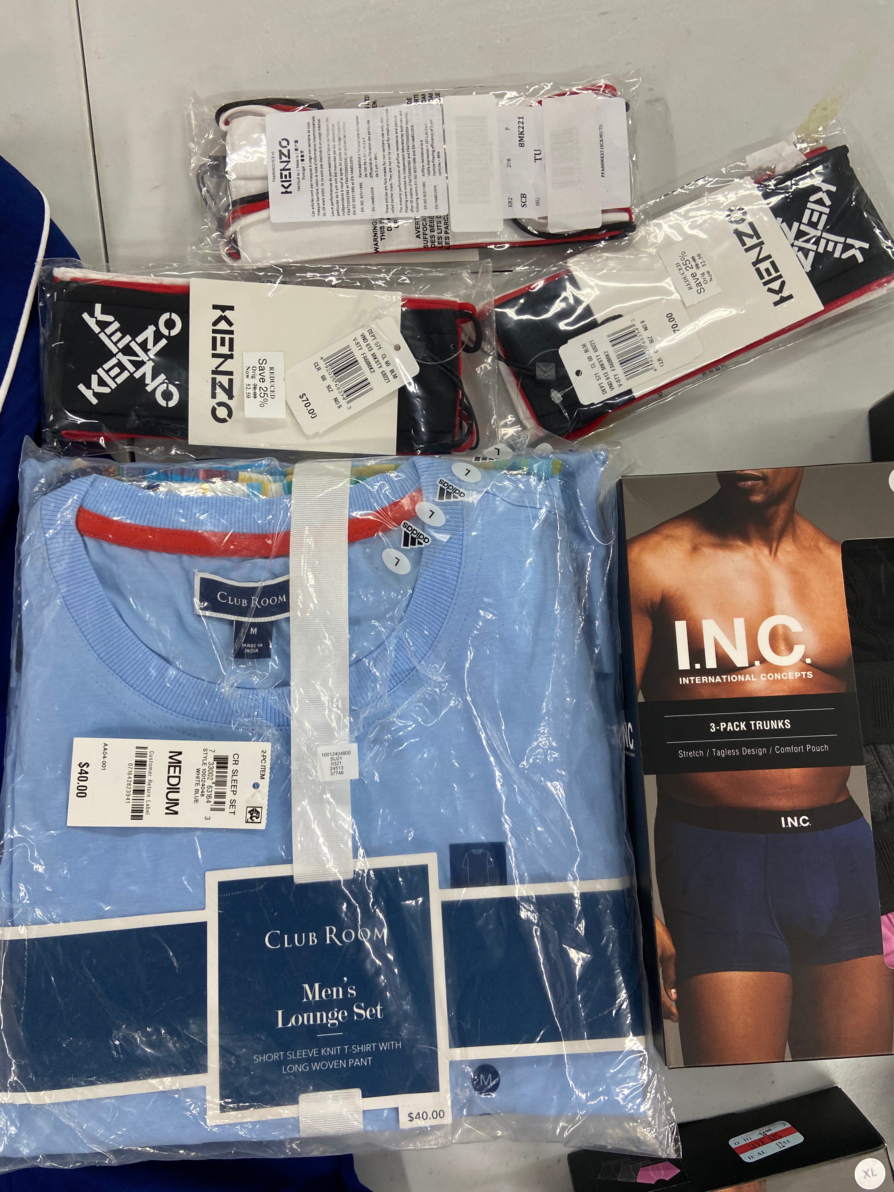 Men's Underwear & Others Wholesale Lot, CLUB ROOM, KENZO PARIS, INC, ALFANI, 14 items, Shelf Pulls, MSRP $624