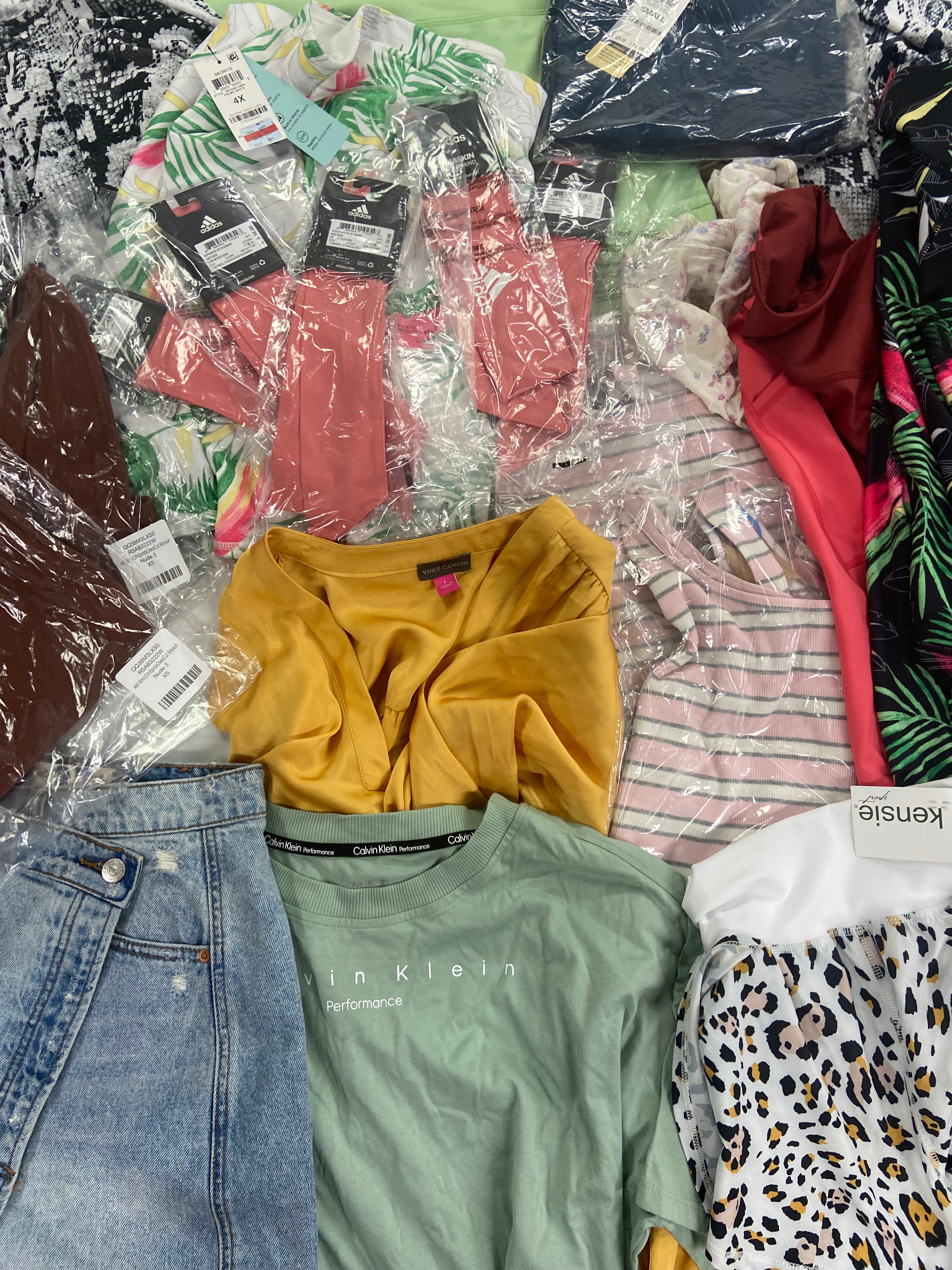 Women's Clothing Assorted Wholesale Lot, ADIDAS, FREE PEOPLE, CK PERFORMANCE, AMERICAN APPAREL, VINCE CAMUTO, KENSIE and more, 23 items, Shelf Pulls, MSRP $746