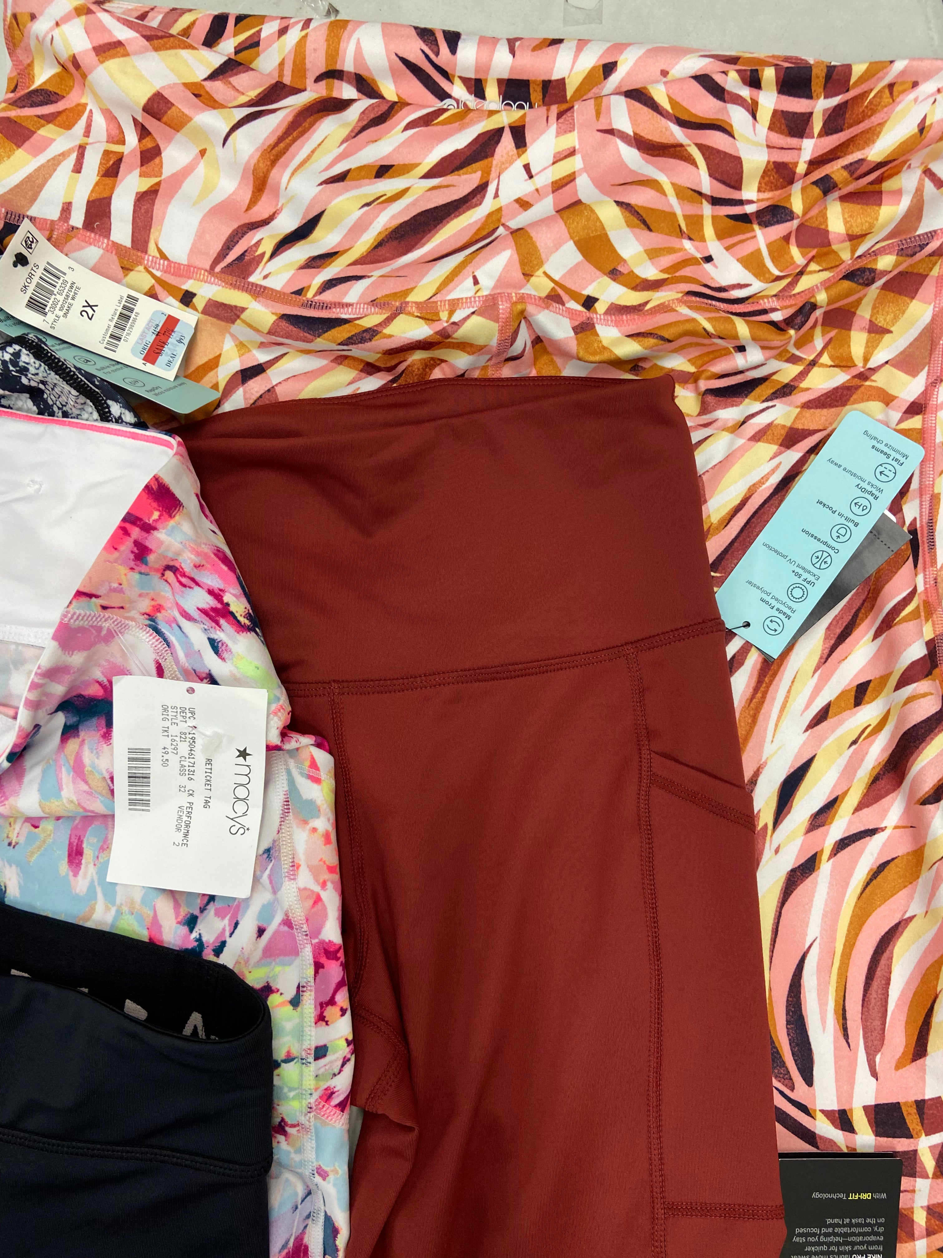 Women's Clothing Activewear Wholesale Lot, ADIDAS, NIKE, UNDER ARMOUR, CALVIN KLEIN, IDEOLOGY, 12 items, Shelf Pulls, MSRP $541