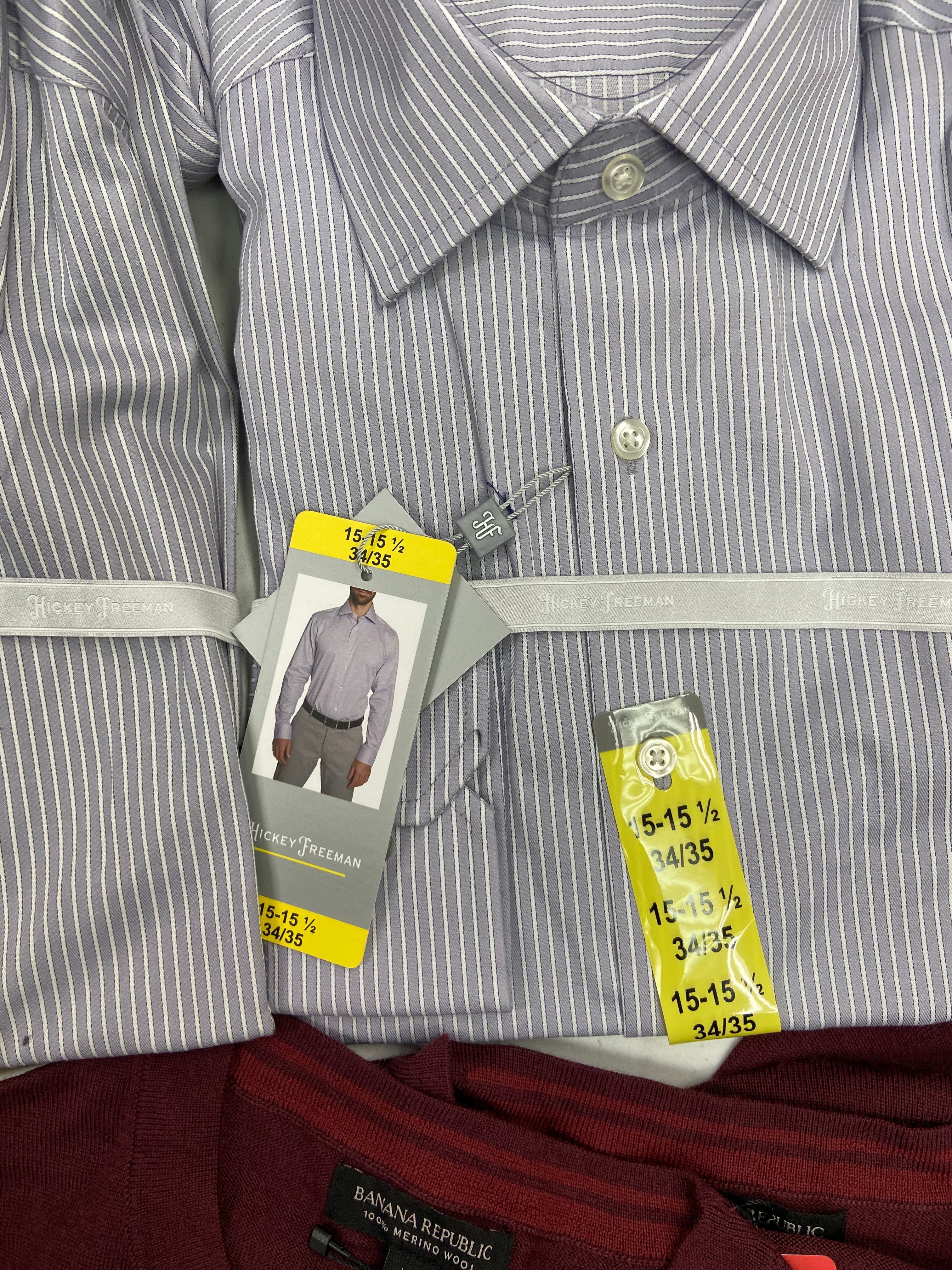 Men's Clothing Dress Shirts & Sweaters Wholesale Lot, BANANA REPUBLIC, HICKEY FREEMAN, 14 items, Shelf Pulls, MSRP $1,158