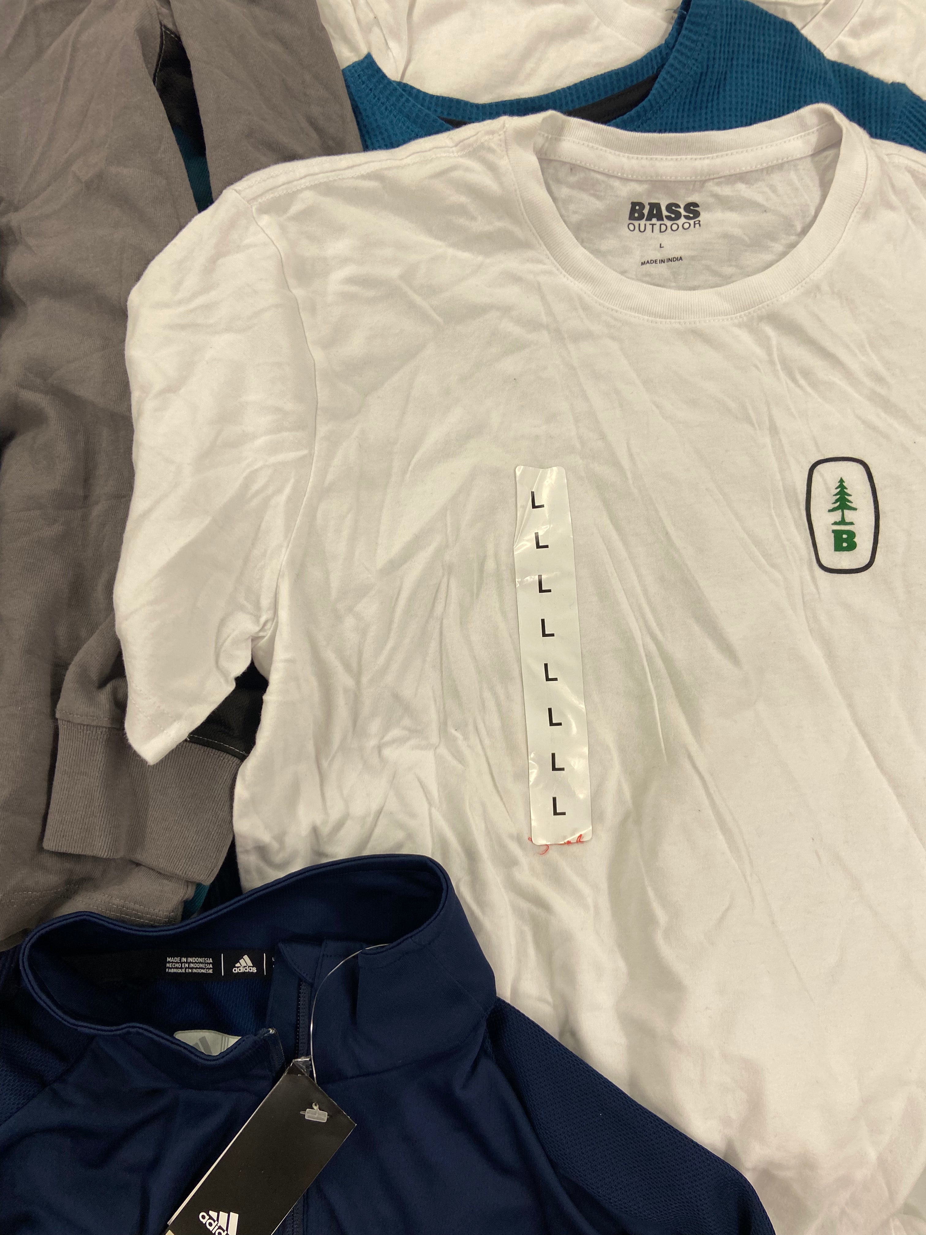 Men's Clothing T-Shirts & Others Wholesale Lot, ADIDAS, COLUMBIA, CALVIN KLEIN, UNDER ARMOUR, DOCKERS, UNIVIBE and more, 19 items, Shelf Pulls, MSRP $1,088