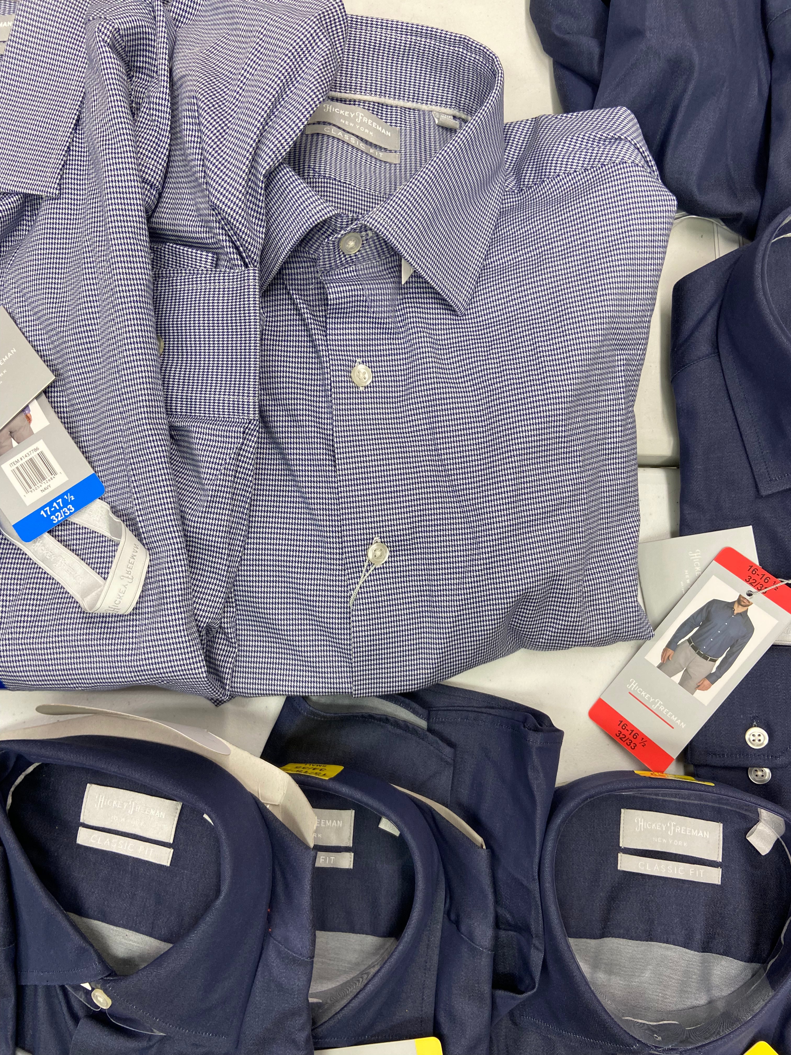 Men's Clothing Dress Shirts Wholesale Lot, HICKEY FREEMAN , 12 items, Shelf Pulls, MSRP $960