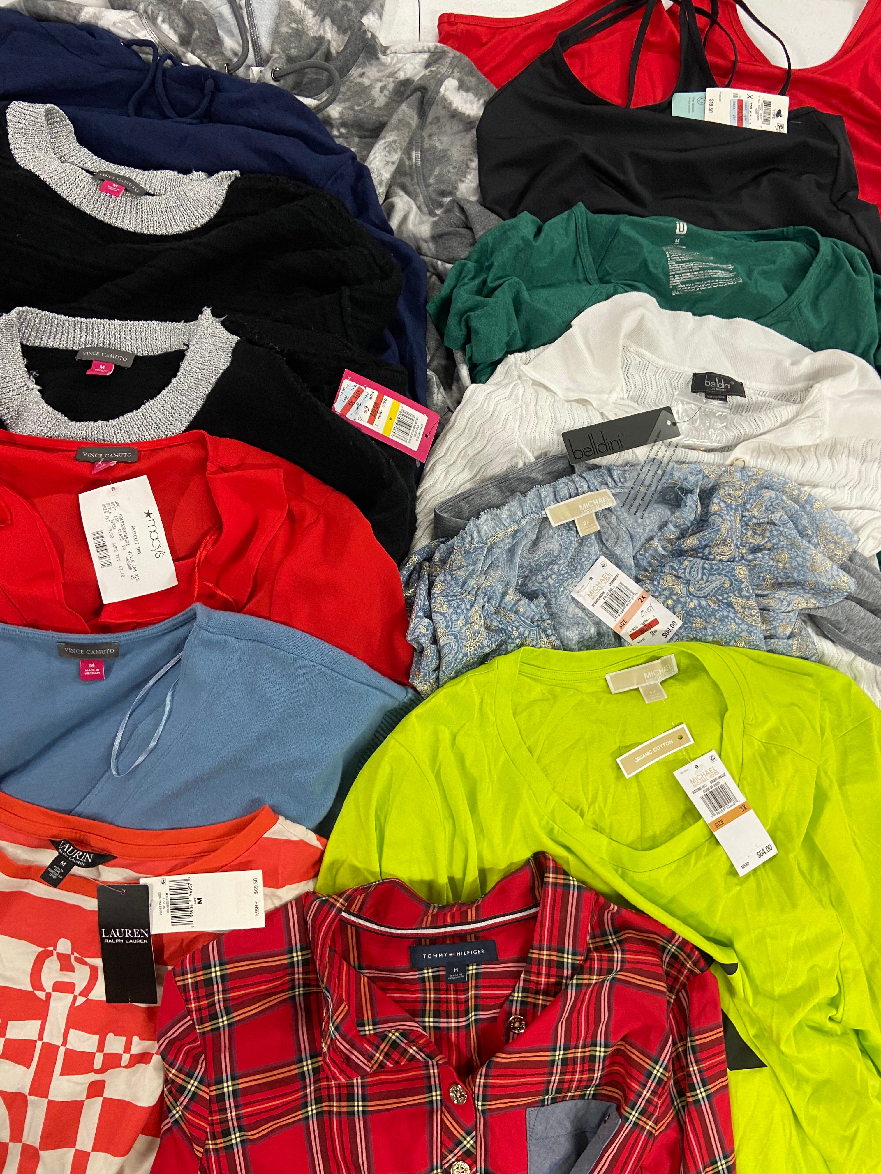 Women's Clothing Sweaters & Others Wholesale Lot, POLO RALPH LAUREN, TOMMY HILFIGER, MICHAEL KORS, VINCE CAMUTO, BELLDINI and more, 16 items, Shelf Pulls, MSRP $913