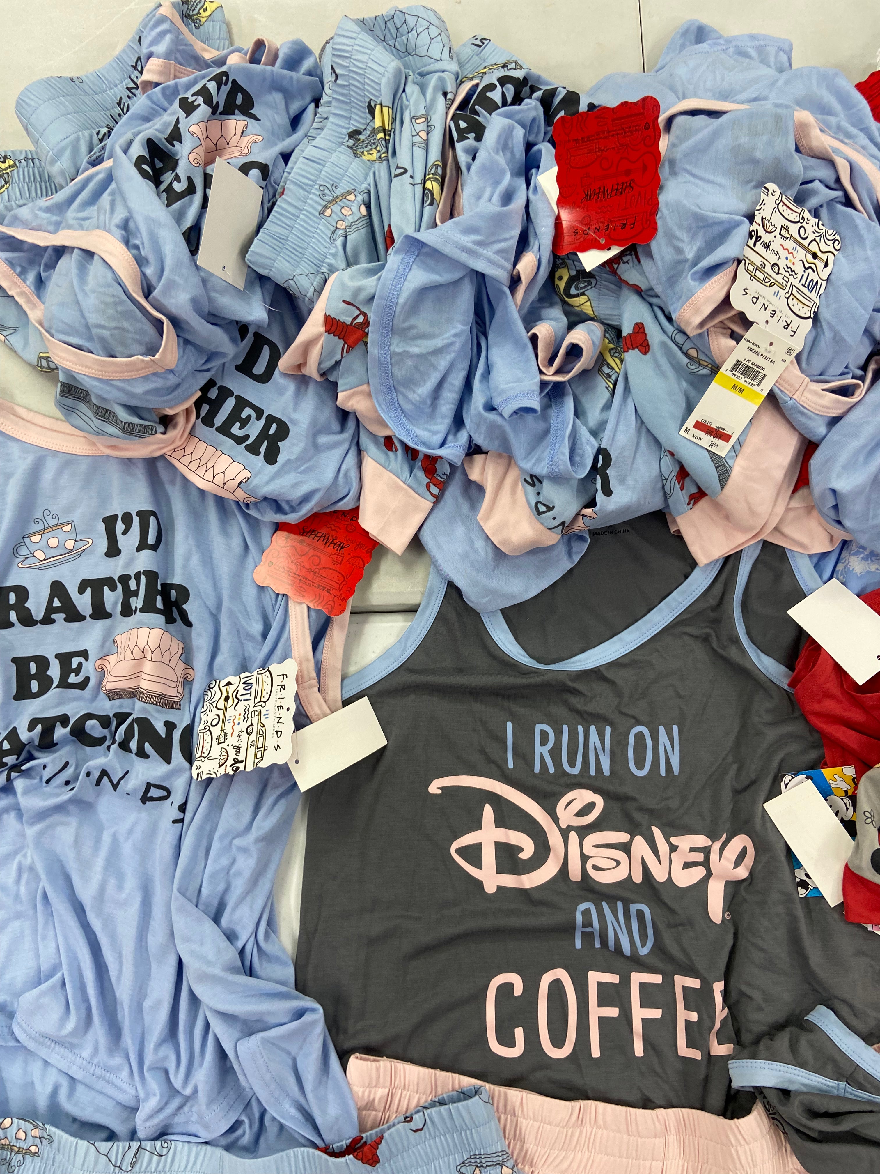 Women's Sleepwear Wholesale Lot, EILEEN WEST, Disney, Friends by RICHARD LEEDS,  CAROLE HOCHMAN , 20 items, Shelf Pulls, MSRP $1,024