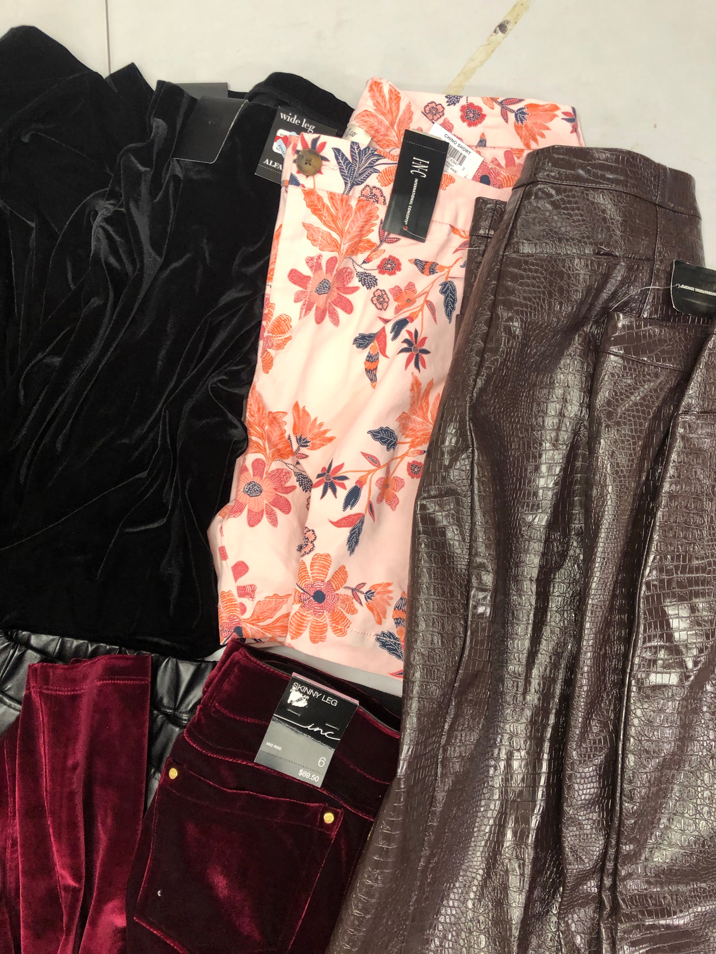 Women's Clothing Bottom Wholesale Lot, DKNY, Alfani, INC and more, 9 Units, Shelf Pulls, MSRP $640