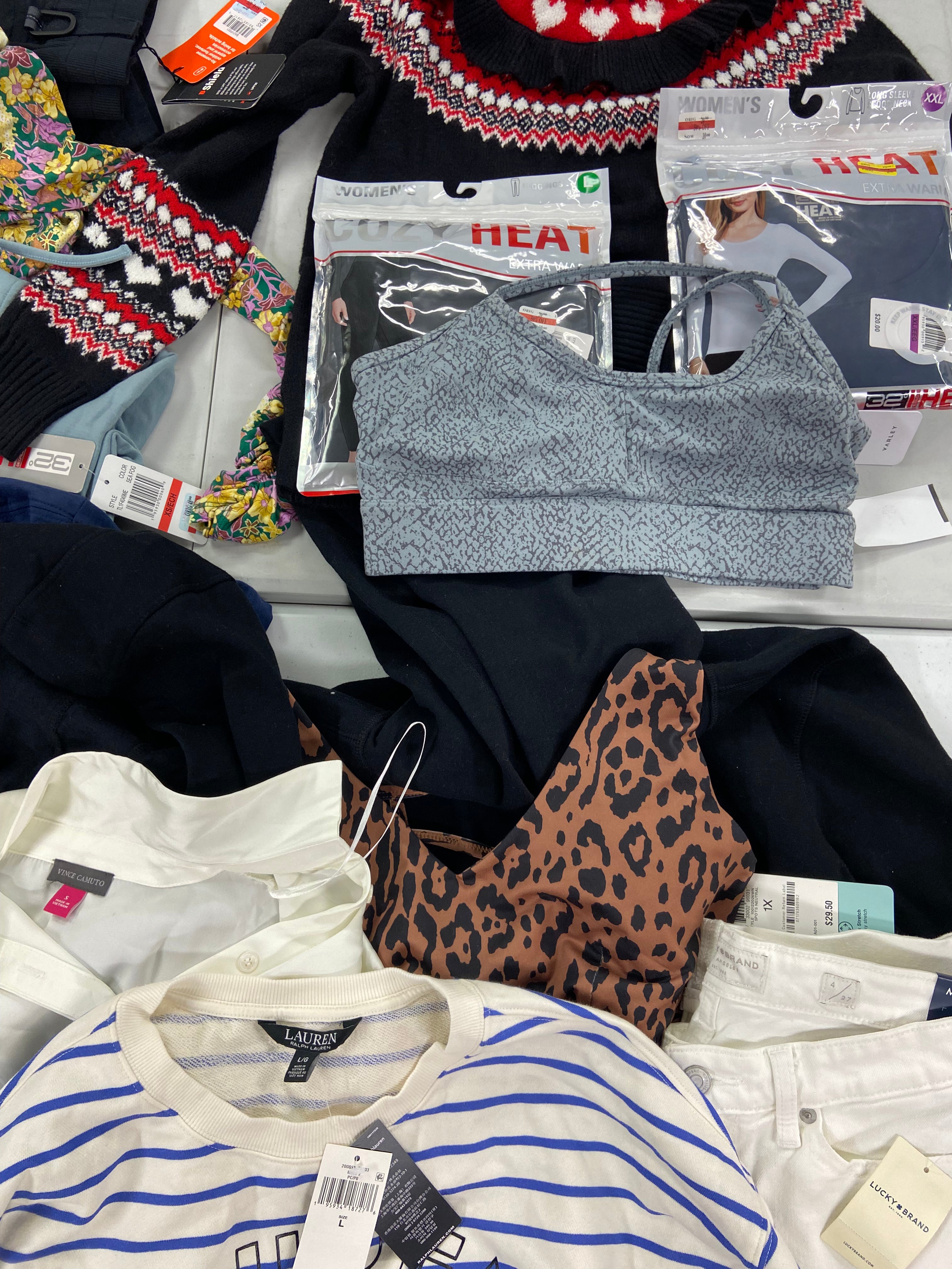 Women's Clothing Assorted Wholesale Lot, LUCKY BRAND, NIKE, POLO RALPH LAUREN, VINCE CAMUTO, 32 DEGREES, CHARTER CLUB  and more, 16 items, Shelf Pulls, MSRP $778