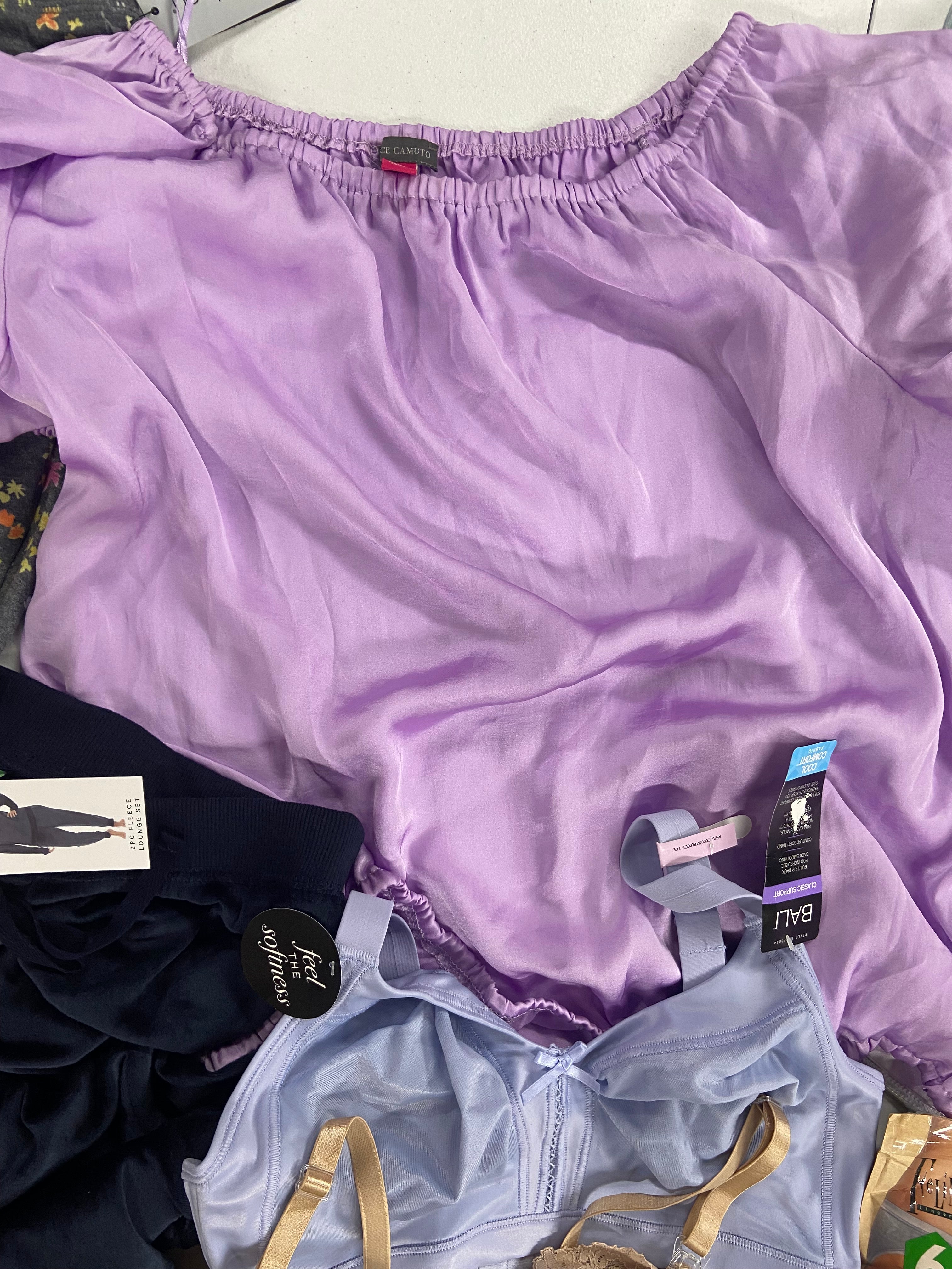 Women's Clothing Assorted Wholesale Lot, ADIDAS, VINCE CAMUTO, FREE PEOPLE, AMERICAN APPAREL, BALI, WACOAL, FELINA and more, 17 items, Shelf Pulls, MSRP $630