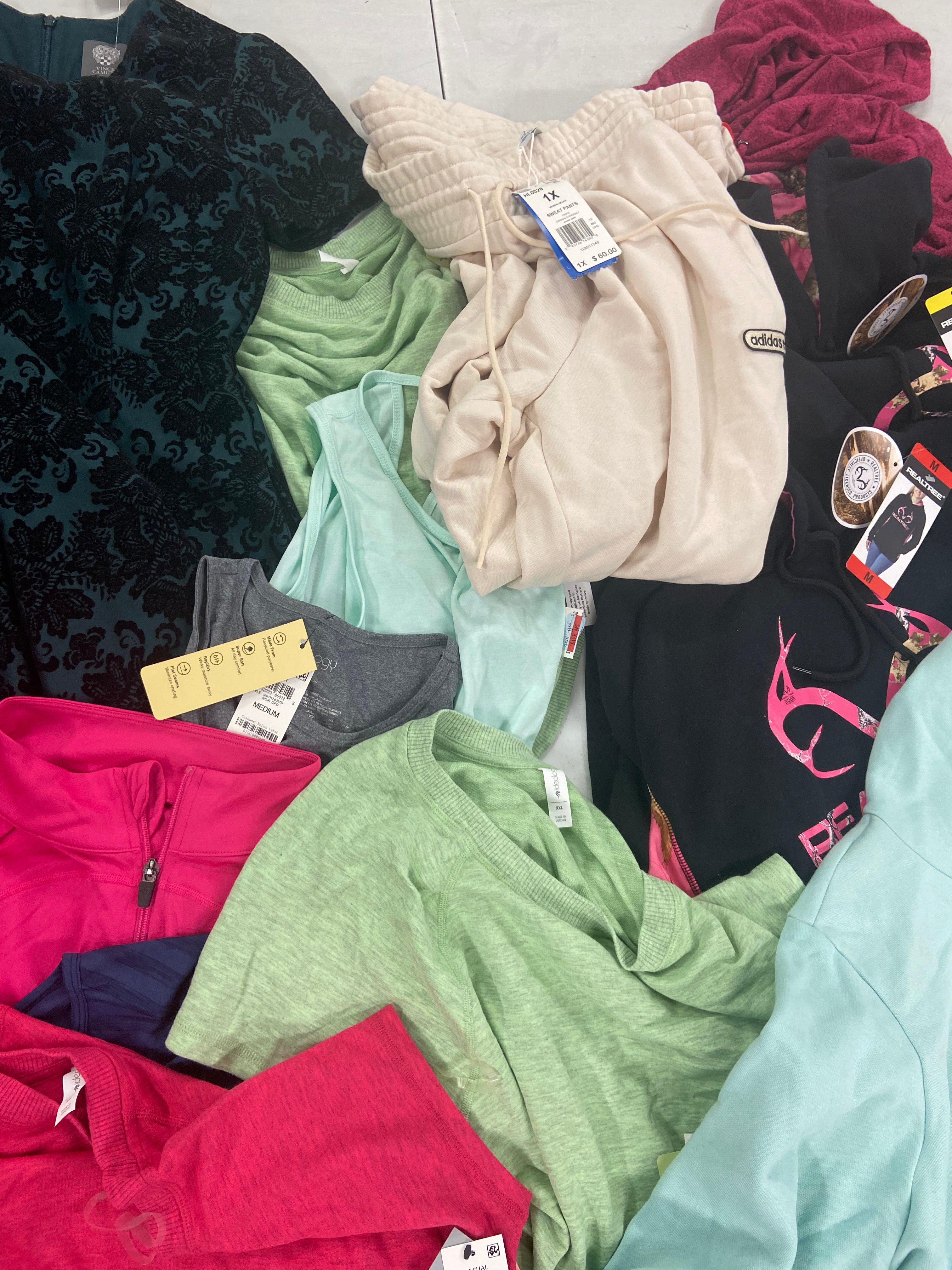 Women's Clothing Assorted Wholesale Lot, PUMA, ADIDAS, VINCE CAMUTO, REALTREE and more, 16 items, Shelf Pulls, MSRP $646