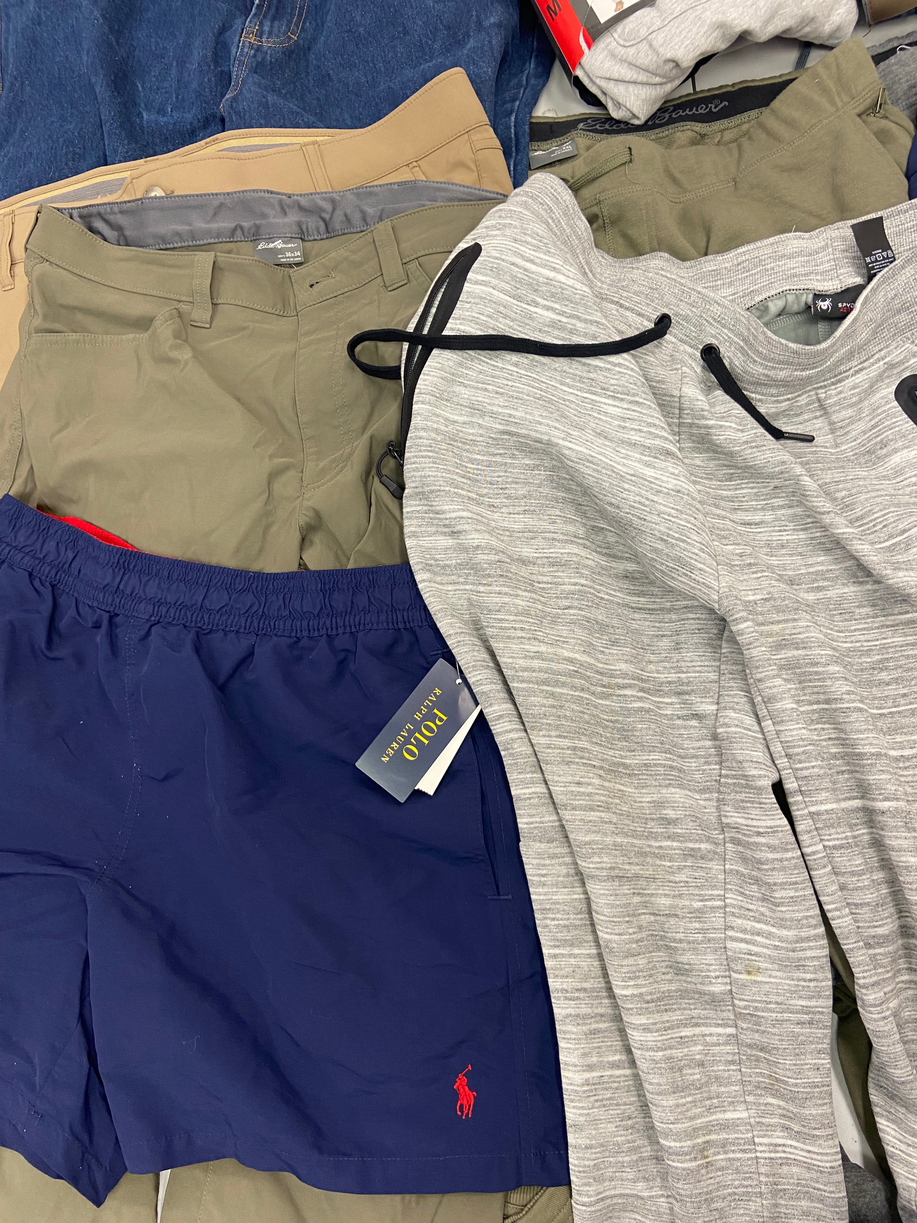 Men's Clothings Bottoms, Wholesale Lot, FILA, POLO RALPH LAUREN, WEATHERPROOF , EDDIE BAUER, KIRKLAND, URBAN STAR, SPYDER and more, 11 items, CUSTOMER RETURNS