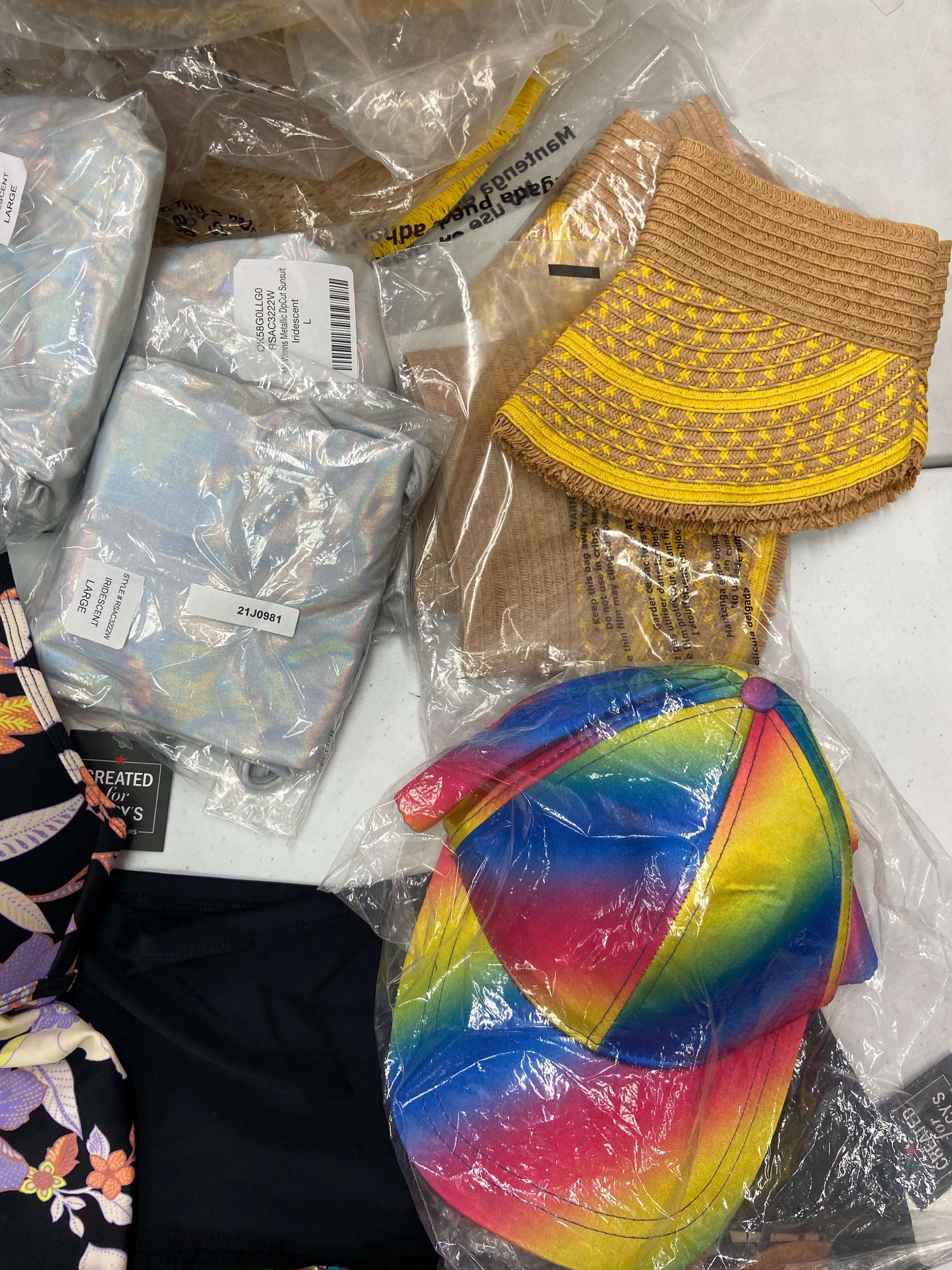 Women's Swimwear & Summer Hats Wholesale Lot, ANNE COLE, CALIFORNIA WAVES, AMERICAN APPAREL, HULA HONEY and more, 28 items, Shelf Pulls, MSRP $1,032