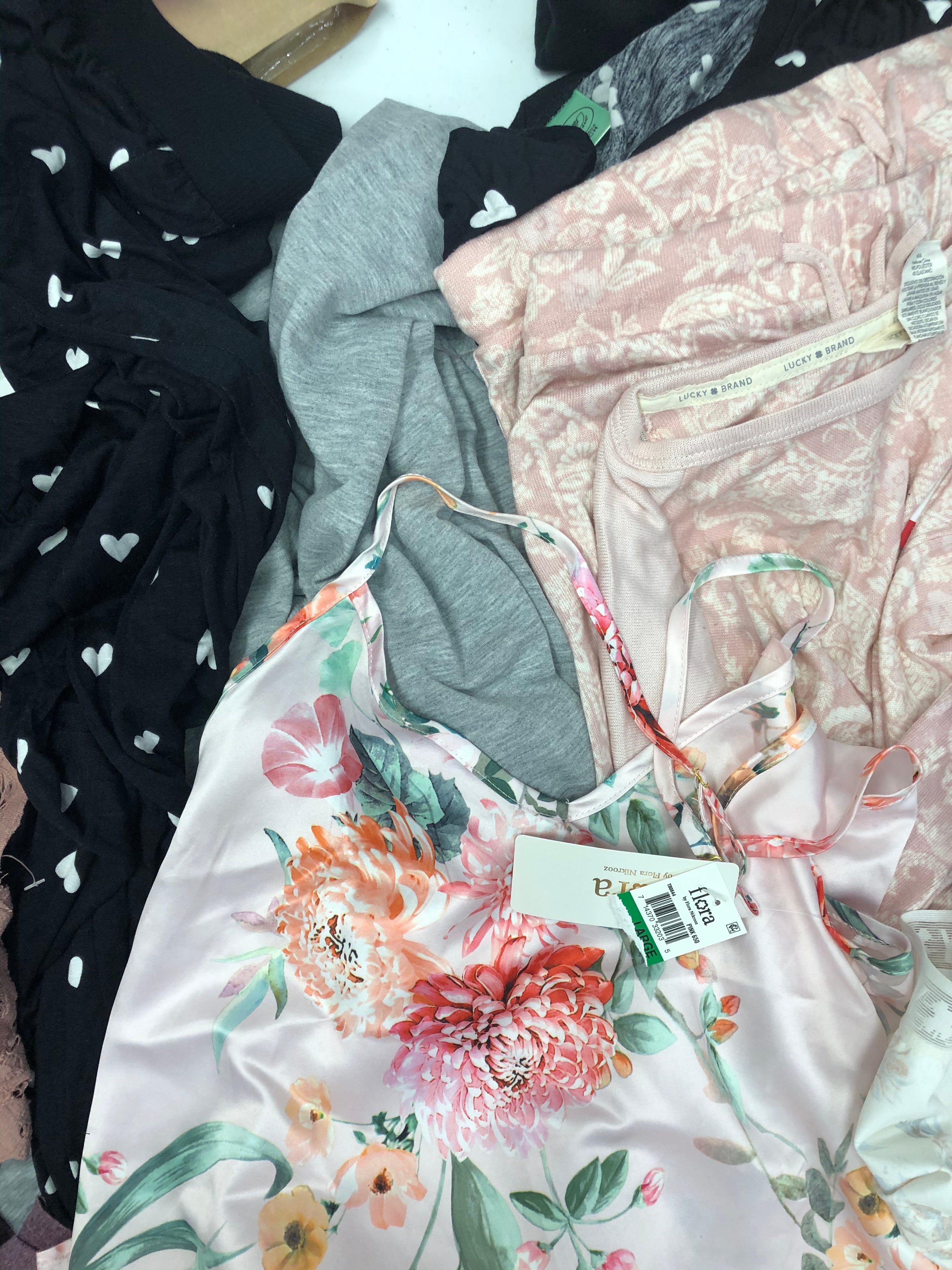 Women's Clothing Sleepwear, Underwear, Wholesale Lot, LUCKY BRAND, FREE PEOPLE, FLORA, HONEYDEW, FELINA and more, 17 items, Shelf Pulls, MSRP $567