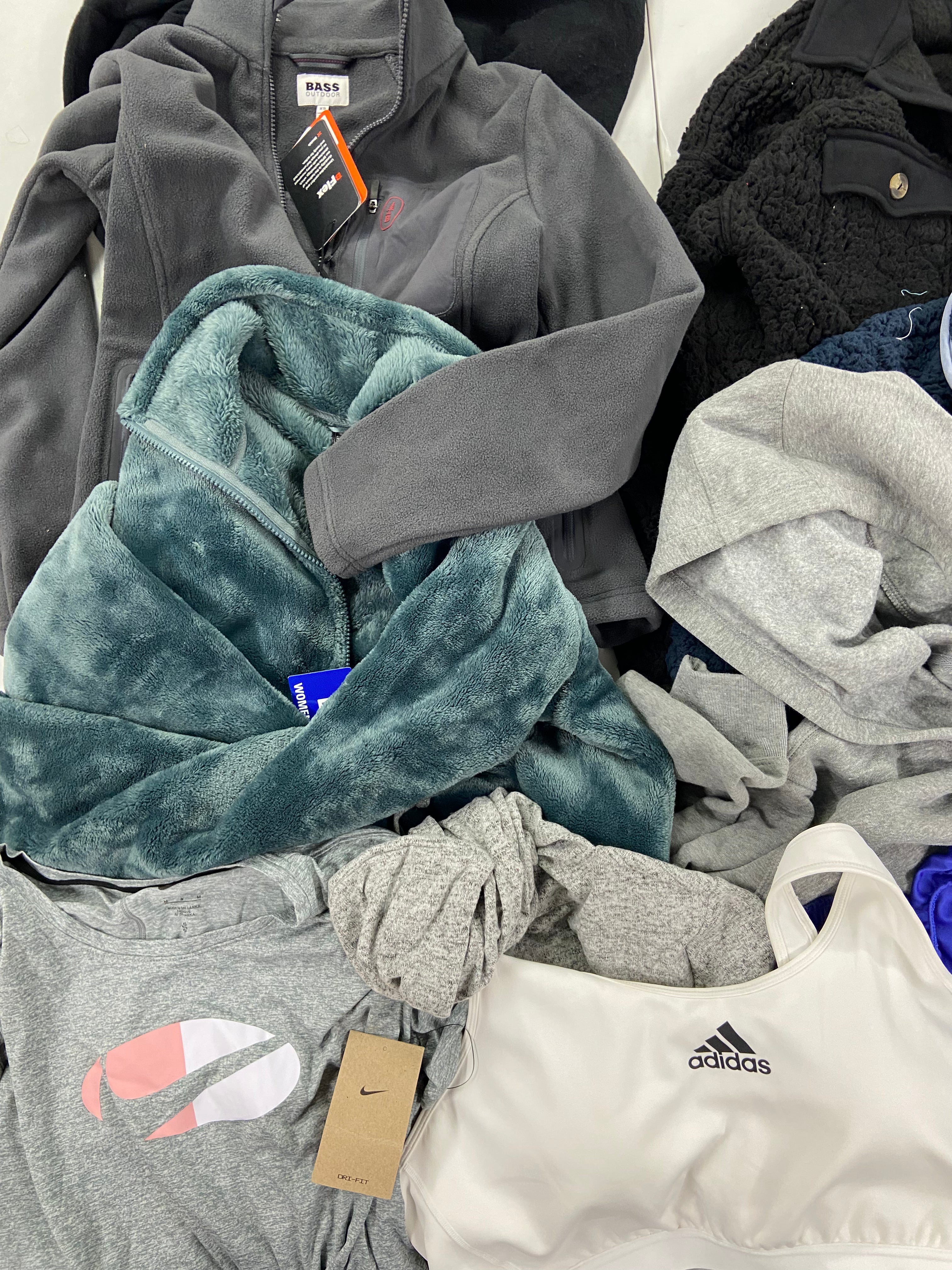 Women's Clothing Sweaters and Others Wholesale Lot, ADIDAS, NIKE, MARC NY, BASS OUTDOOR and more, 11 items, Shelf Pulls, MSRP $484