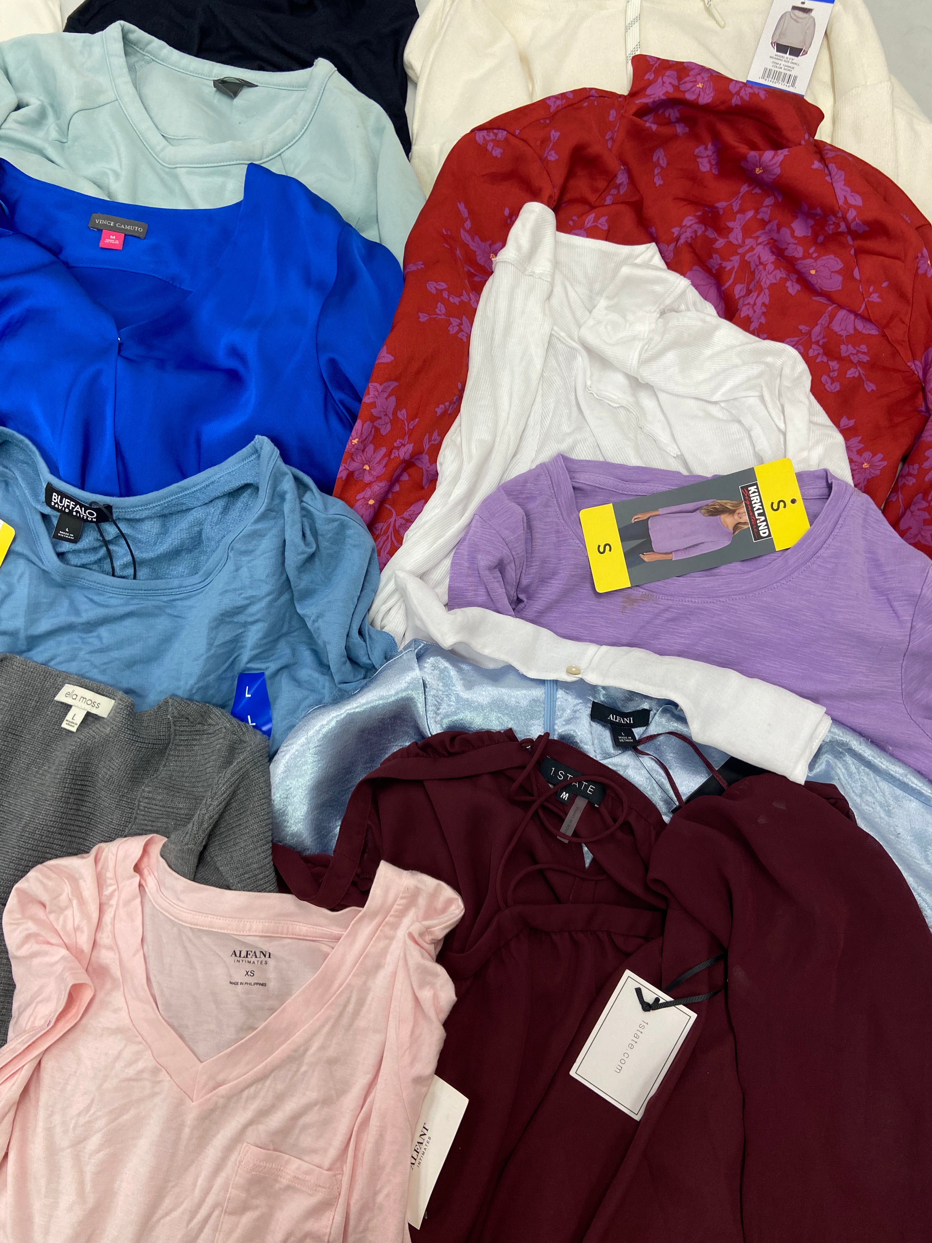 Women's?Clothings tops, Wholesale Lot, DKNY, VINCE CAMUTO, 1 STATE, BUFFALO, MARC NEW YORK, EDDIE BAUER, BANANA REPUBLIC, FREE PEOPLE and more, 23 items, CUSTOMER RETURNS