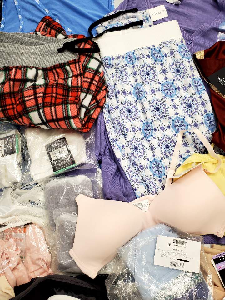 Women's Clothing Intimates Wholesale Lot, BALI, CALVIN KLEIN, DKNY, FREE PEOPLE, CHARTER CLUB, WACOAL, INC and more, 51 items, Shelf Pulls, MSRP $1,196