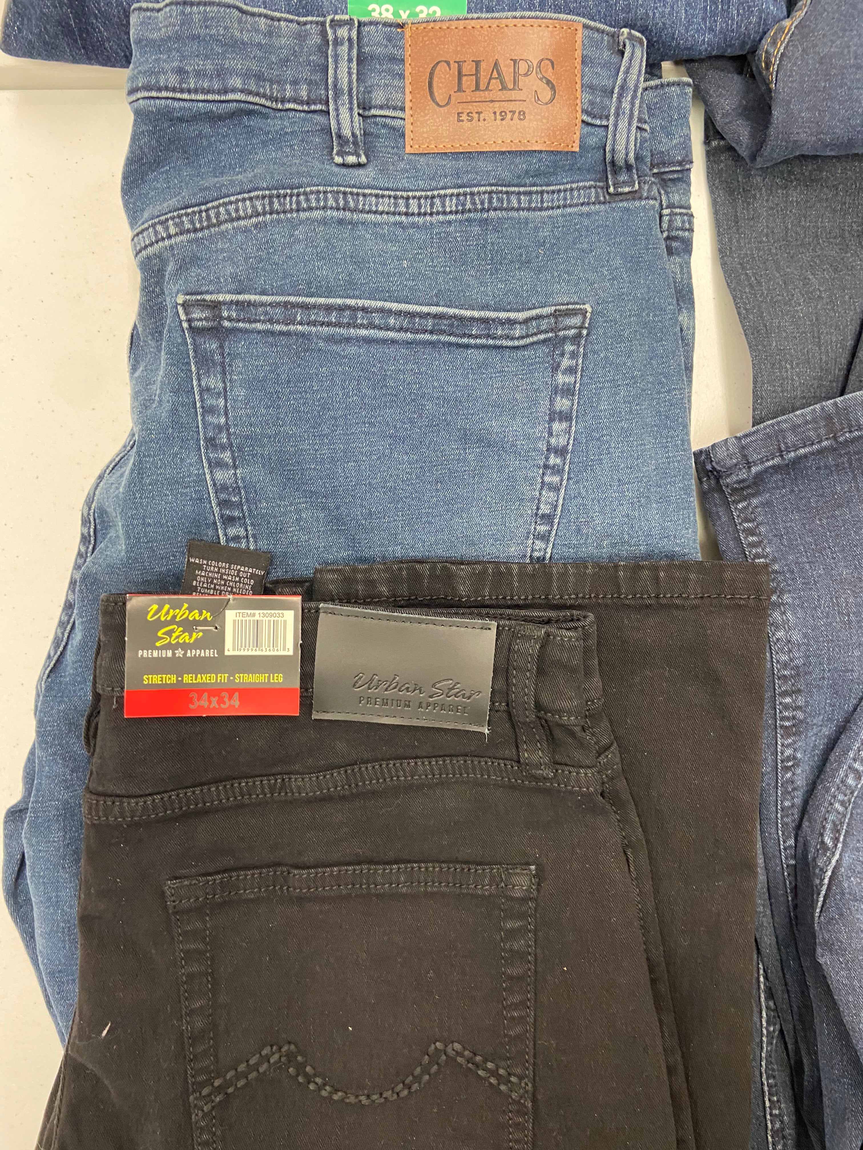 Men's Clothing Jeans Only Wholesale Lot, LEVI'S, CHAPS, URBAN STAR, 8 items, Shelf Pulls, MSRP $458